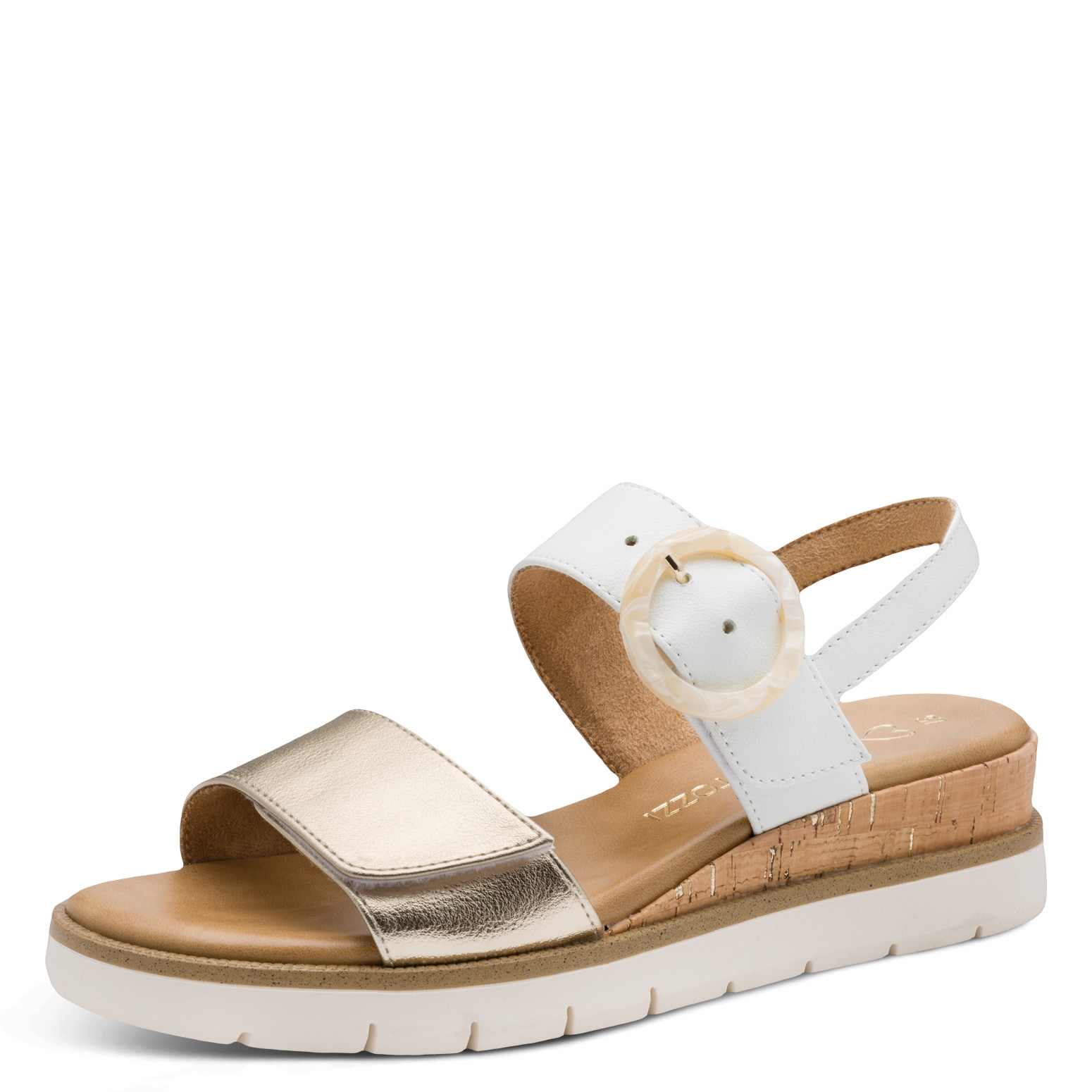 Image of MARCO TOZZI Keilsandalette Riemchensandale, Sommerschuh in glänzender Metallic-Optik