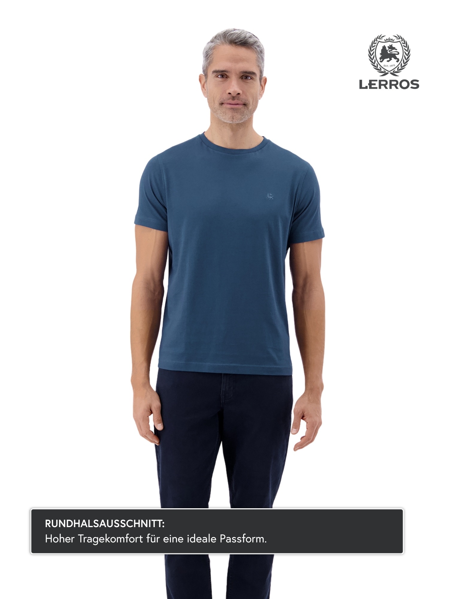 LERROS T-Shirt »T-Shirt mit Rundhalsausschnitt« Herren Shirt aus 100% Baumwolle, einfarbig, Jersey-Qualität