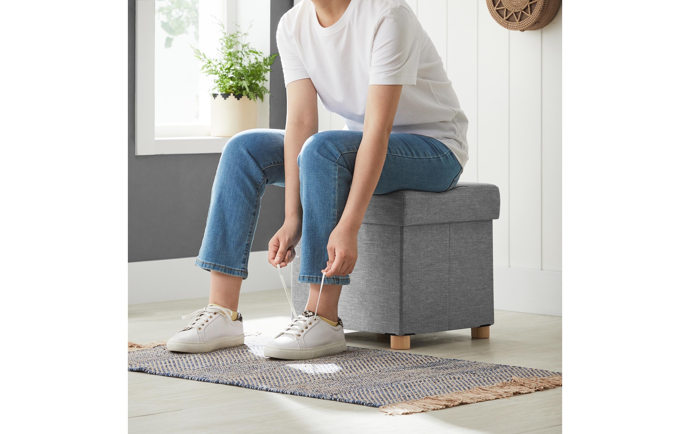 SONGMICS Hocker »mit Stauraum, Hellgrau«