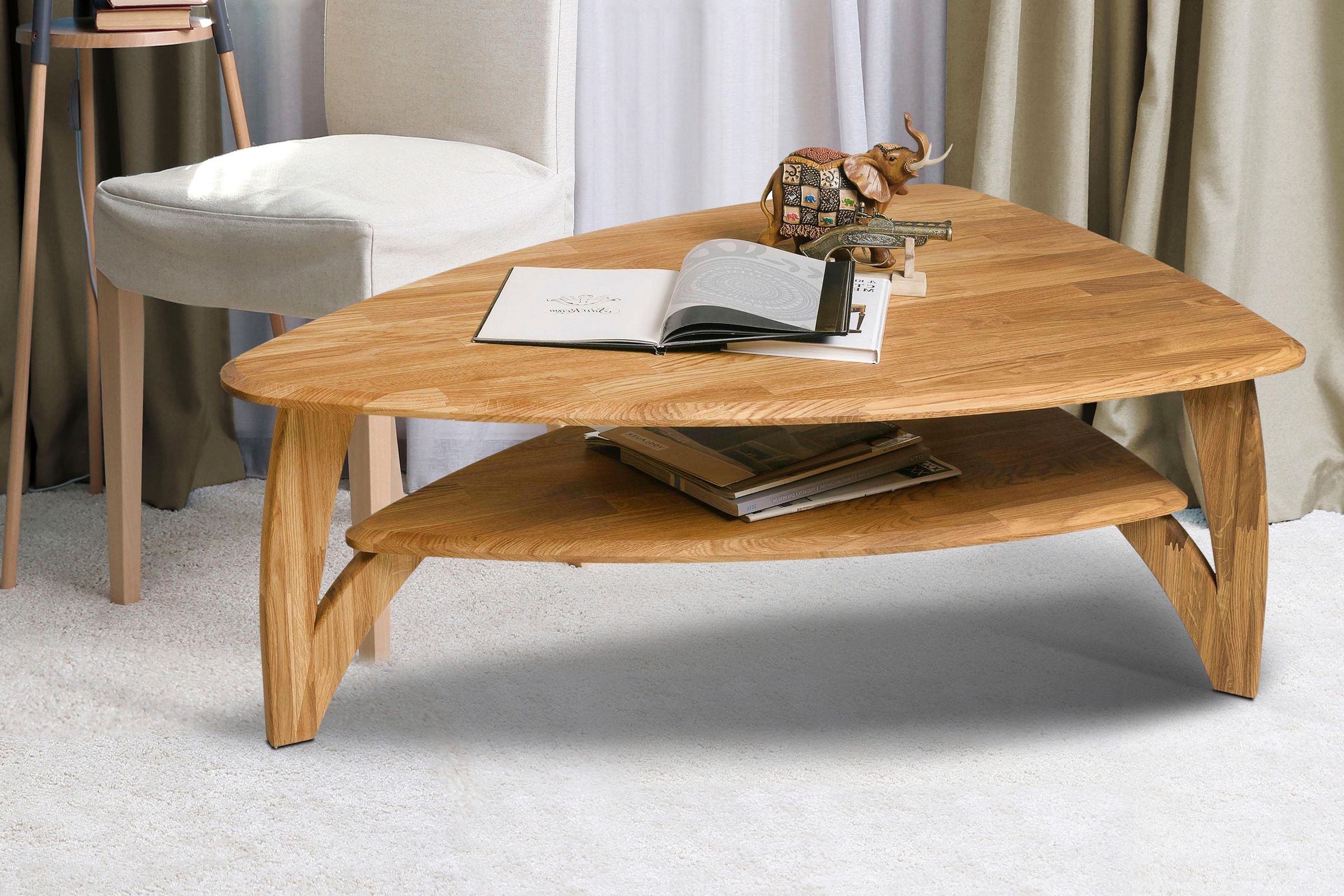 Image of Home affaire Couchtisch »Oja«, ist aus massivem Eichenholz in ovaler Form, Breite 120 cm bei Ackermann Versand Schweiz