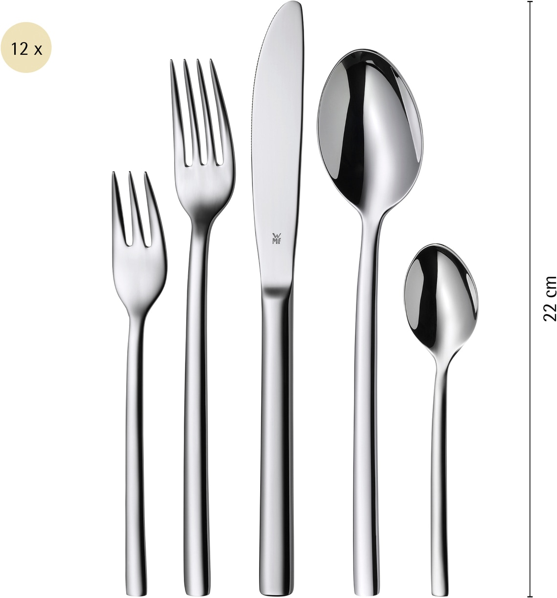 WMF Besteck-Set »Miami in eleganter Optik, ergonomische Haptik, Wellenschliff-Messer« spülmaschinengeeignet, säuregeeignet, hochwertiger Besteckkasten