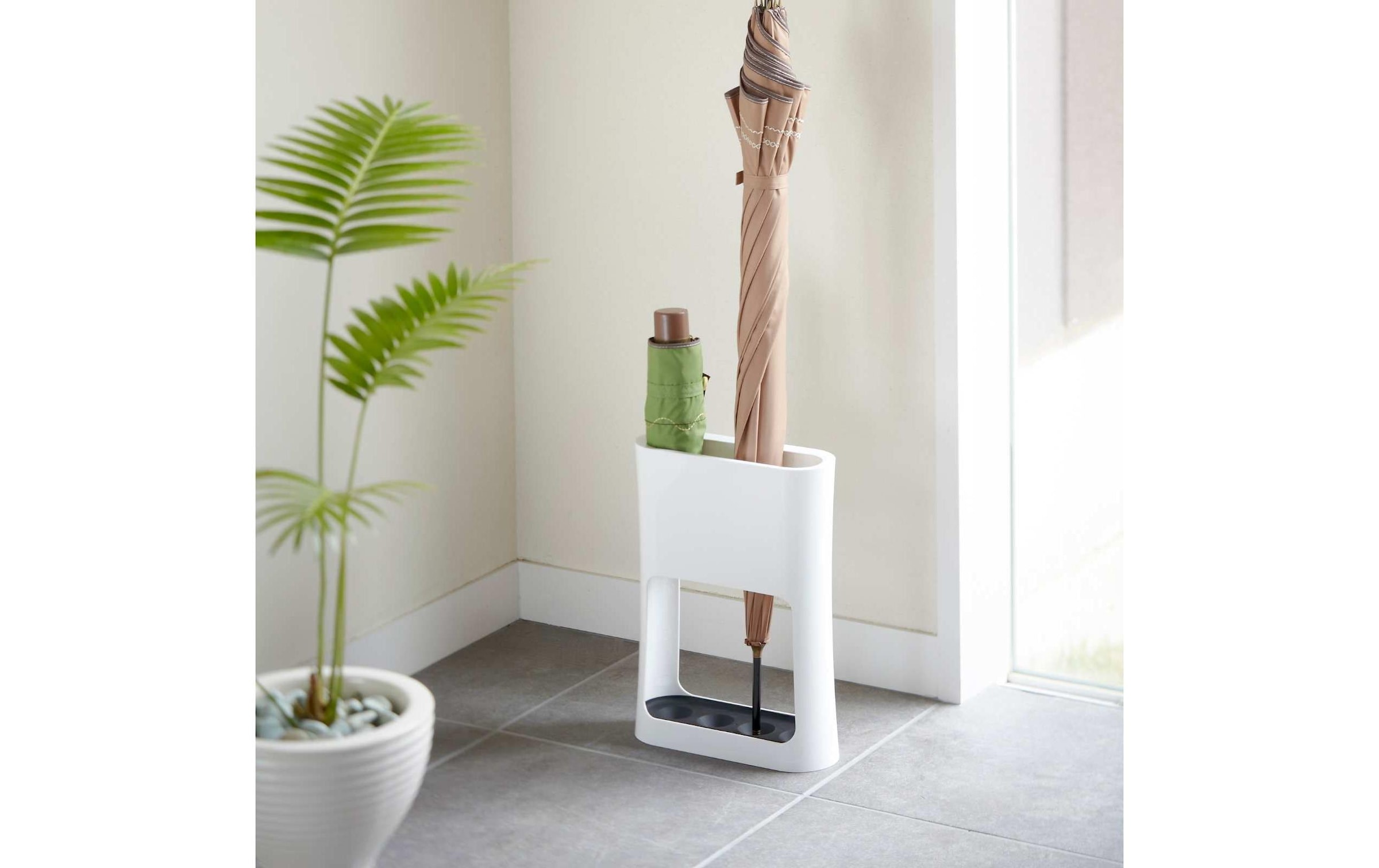 Yamazaki 6979 Oval Umbrella Stand, White, Abs Resin/steel, 20.8 X 7.6 X 28 Cm