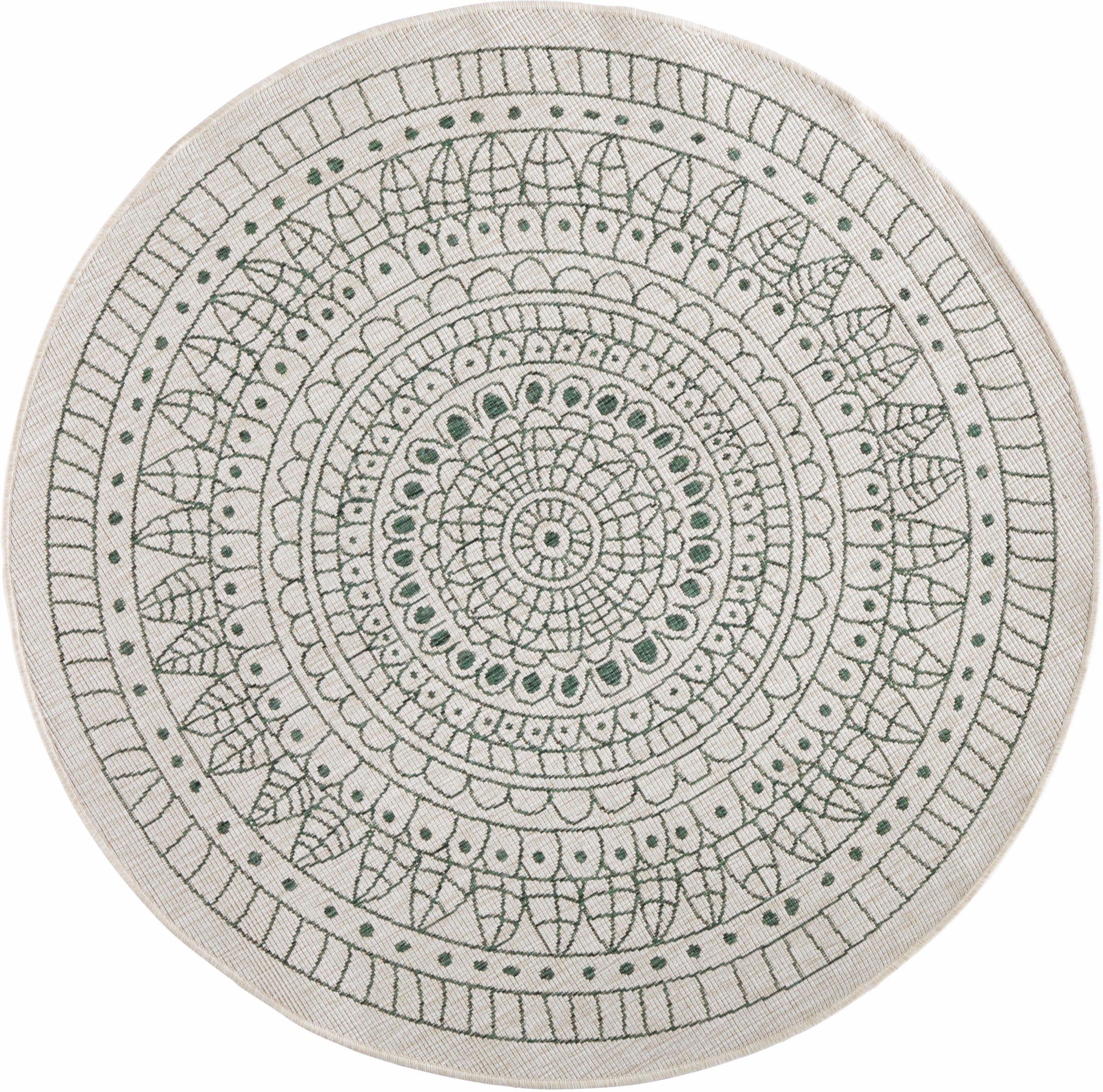 Image of NORTHRUGS Teppich »Porto«, rund, 5 mm Höhe, In-und Outdoor geeignet, Wohnzimmer, Balkon, Terrasse, Garten, Robust, Pflegeleicht, Flachgewebe, Wendbar bei Ackermann Versand Schweiz