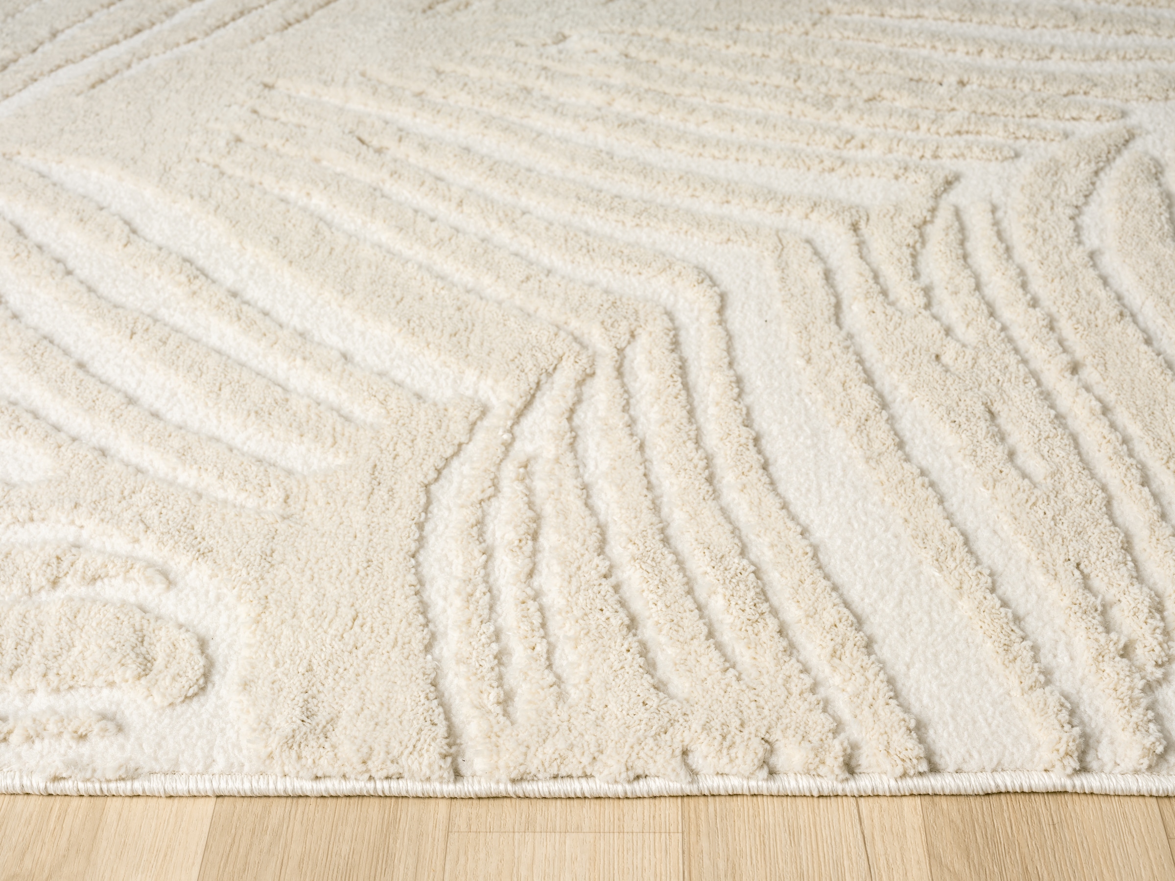 GOODproduct Teppich »Samia, Hoch-Tief-Struktur« rechteckig 19 mm Höhe leichter Glanz, Floral, Blätter, Modern, Wohnzimmer, Schlafzimmer