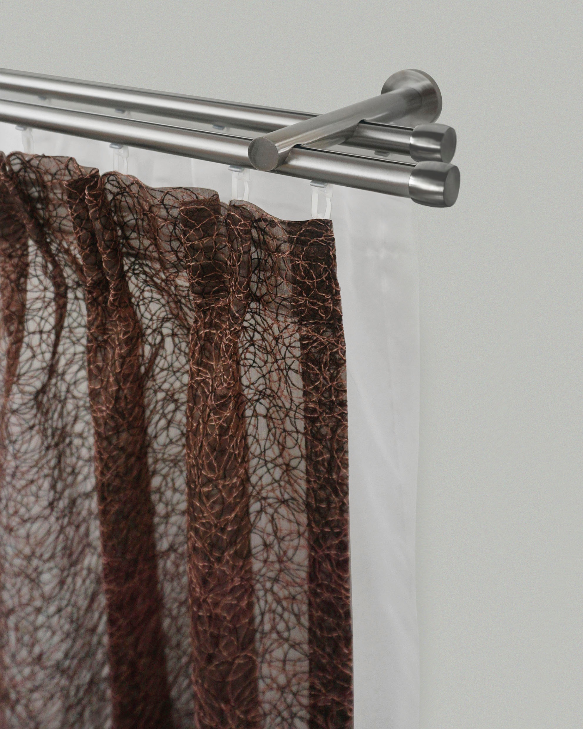 Image of GARESA Gardinenstange »KAPPE«, 2 läufig-läufig, Wunschmasslänge, Vorhanggarnitur, einfache Montage, mit Profilverbinder verlängerbar, Wandmontage, edelstahl optik bei Ackermann Versand Schweiz