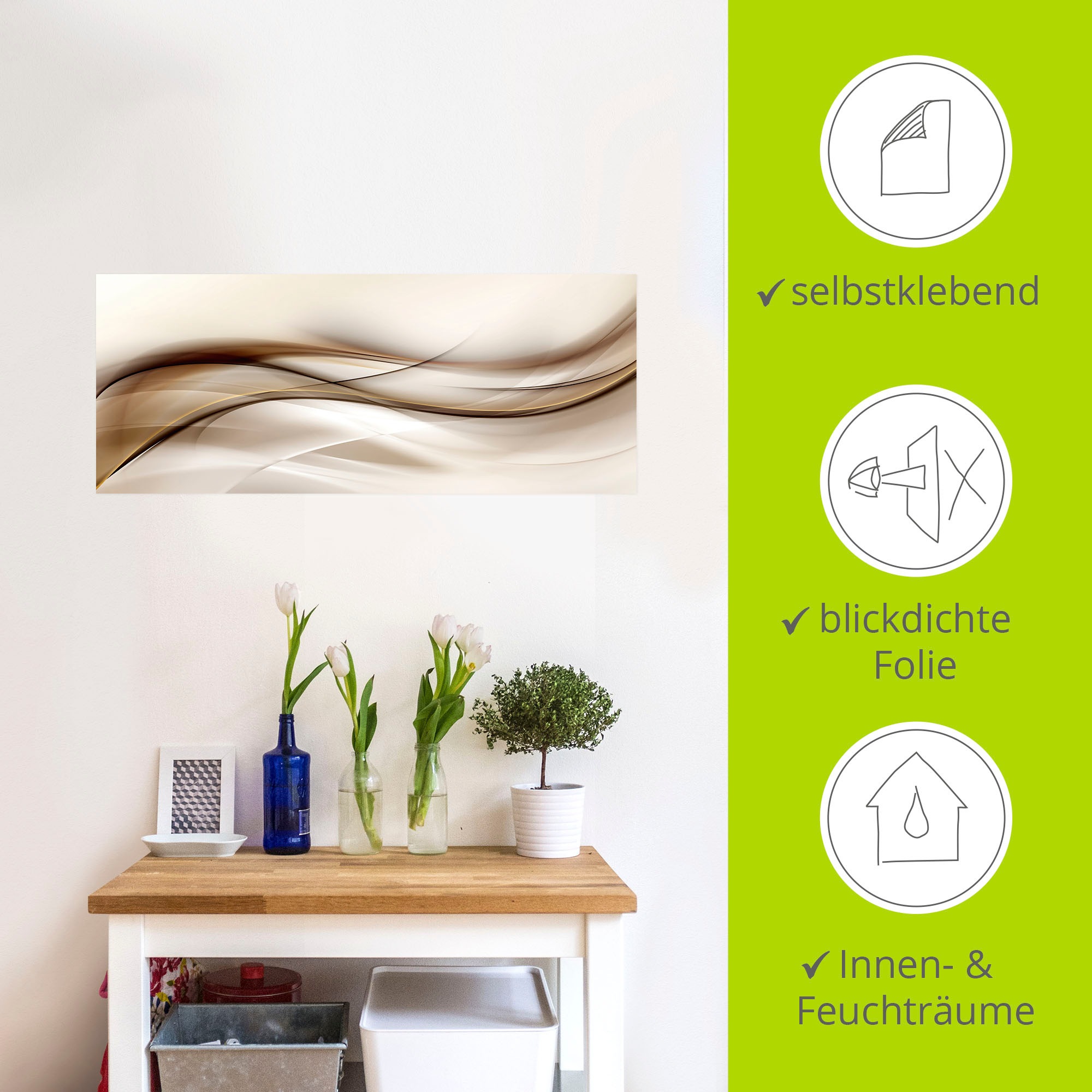Artland Wandbild »Braune abstrakte Welle«, Muster, (1 St.), als Alubild, Outdoorbild, Leinwandbild, Poster, Wandaufkleber