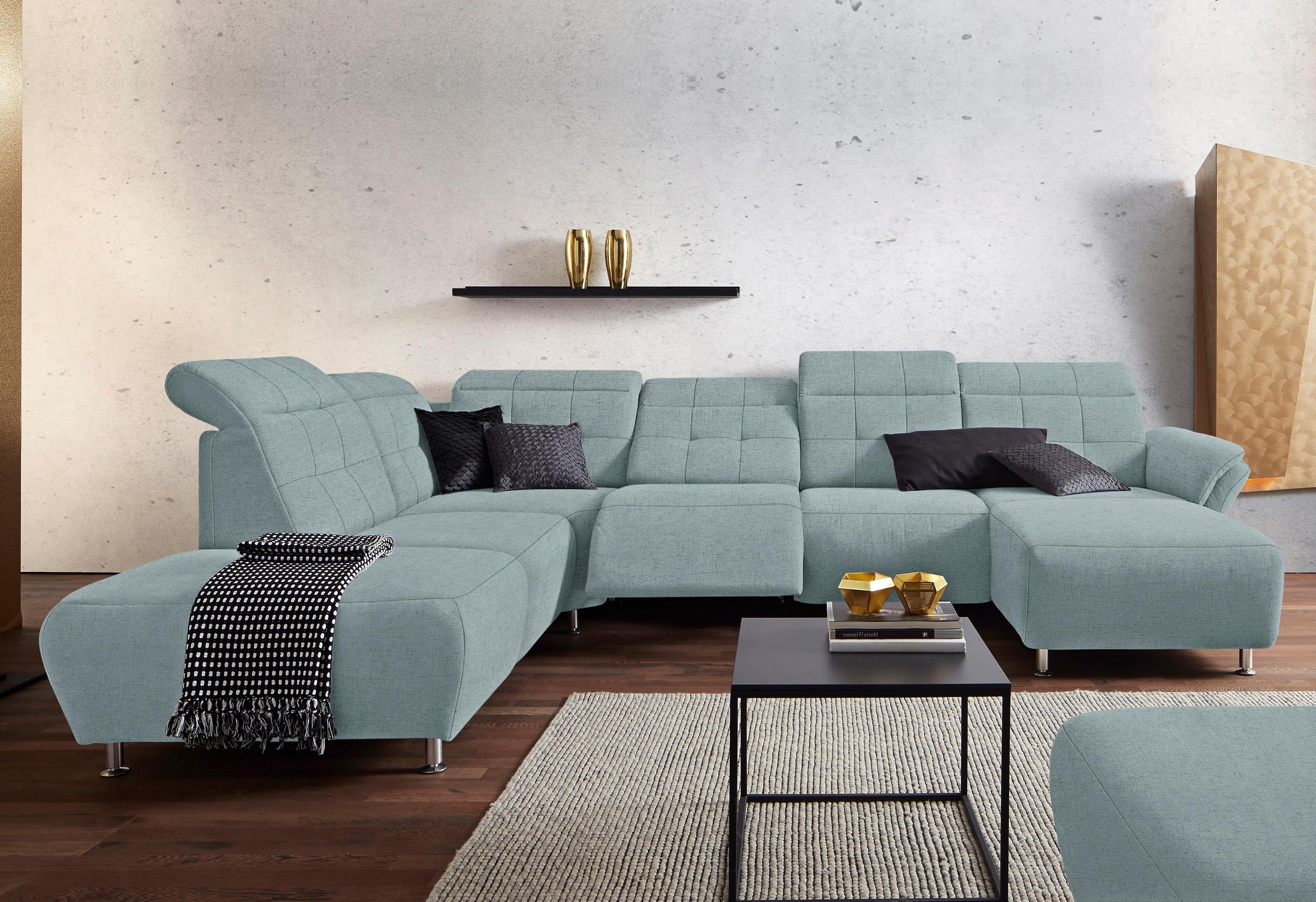 Places of Style Wohnlandschaft »Manhattan U-Form«, 2 Sitze mit elektrischer Relaxfunktion, verstellbare Armlehnen
