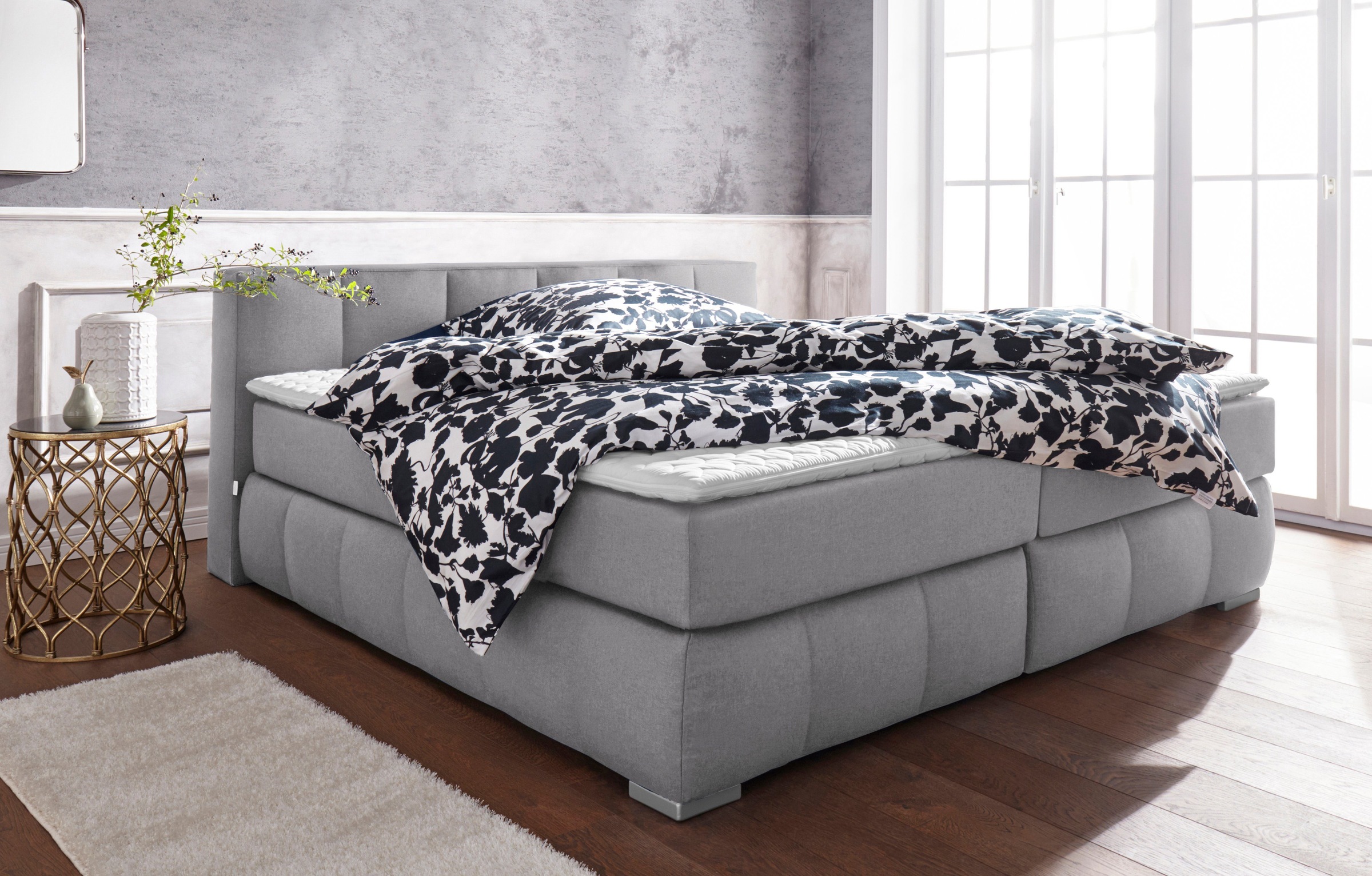 Home affaire Boxspringbett »Chelles«, inkl. Topper, in XXL- Überlänge 220 cm, Unterbox mit feine Wölbung