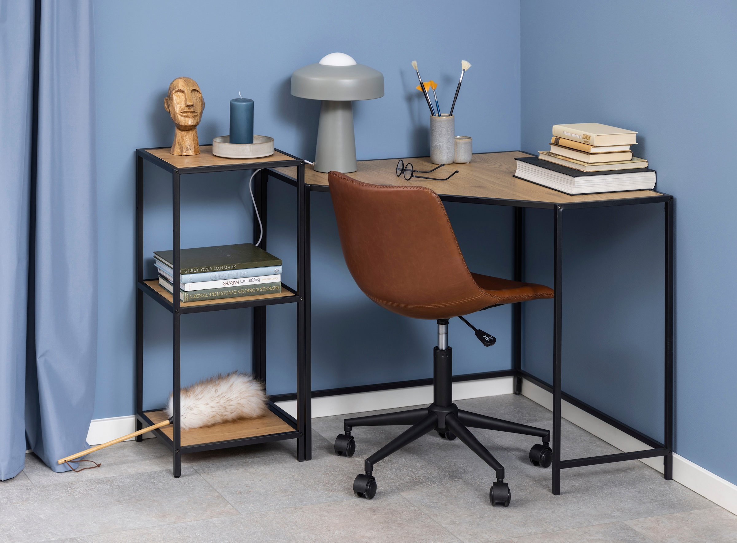 ACTONA GROUP Bücherregal Metallgestell im modernen Industrielook, 2 Einlegeböden, Höhe 82,5 cm