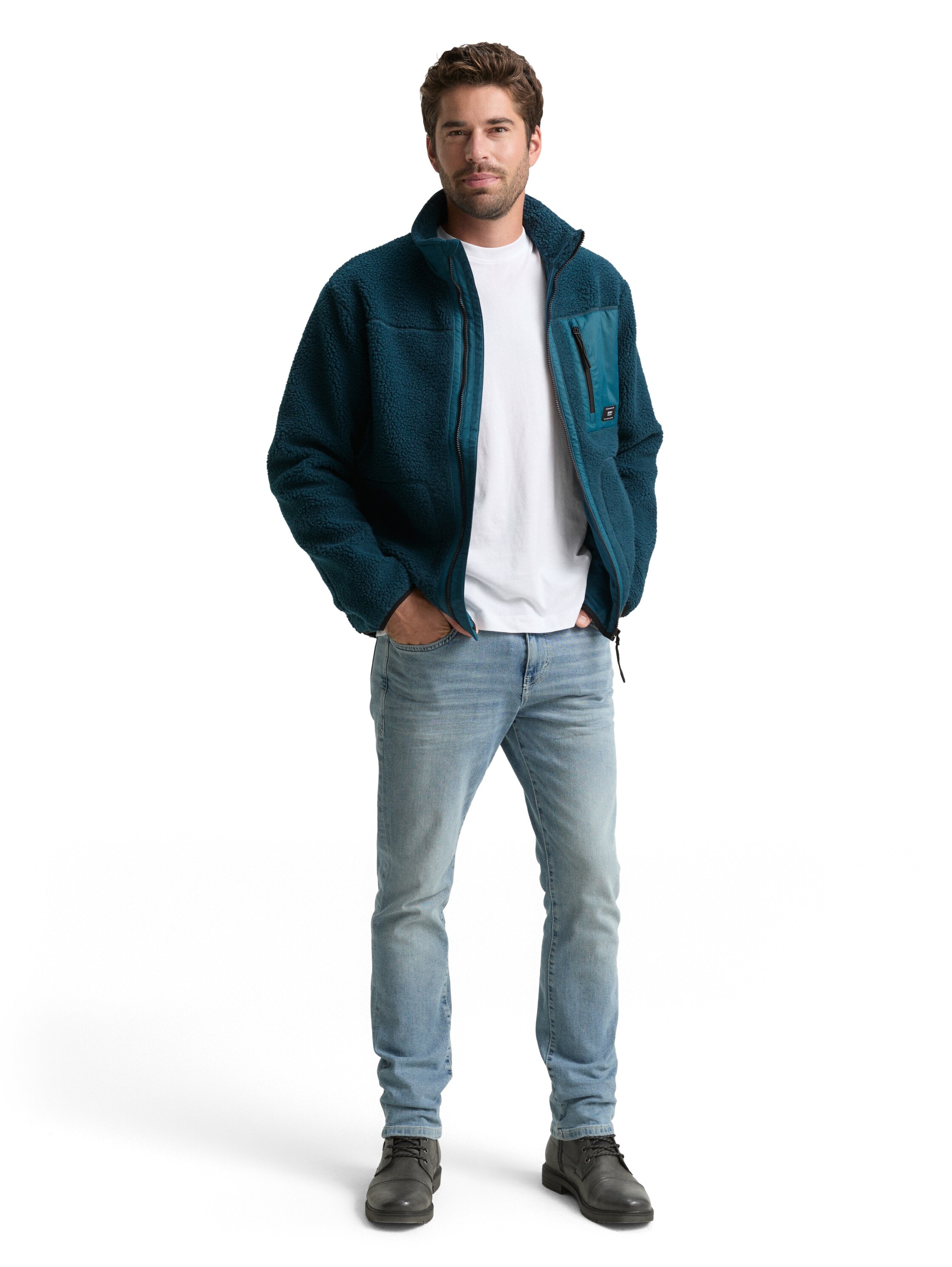 TOM TAILOR Denim Veste polaire mit Logo Stickerei