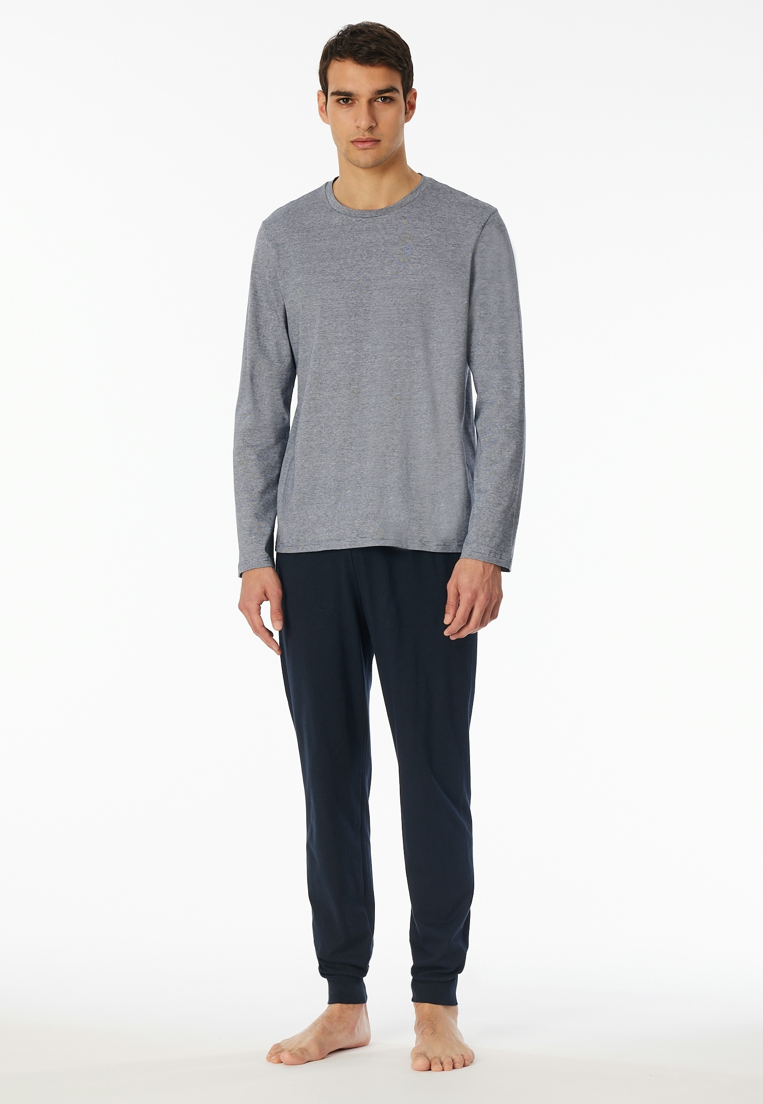 Image of Schiesser Schlafanzug "Casual Essentials" 2 tlg. mit feinen, gestrickten Ringeln