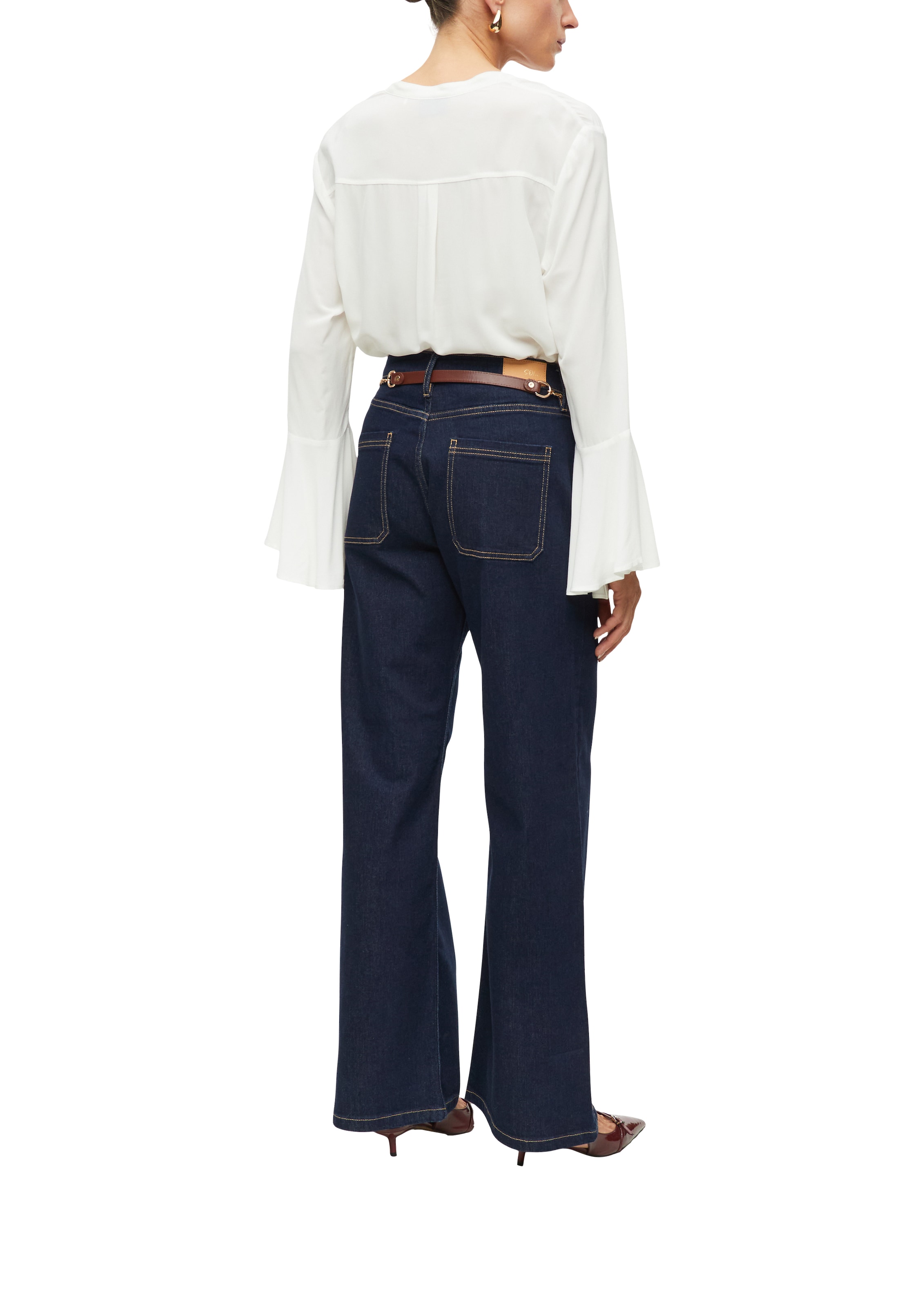 s.Oliver BLACK LABEL Jeans bootcut avec poches plaquées et ceinture