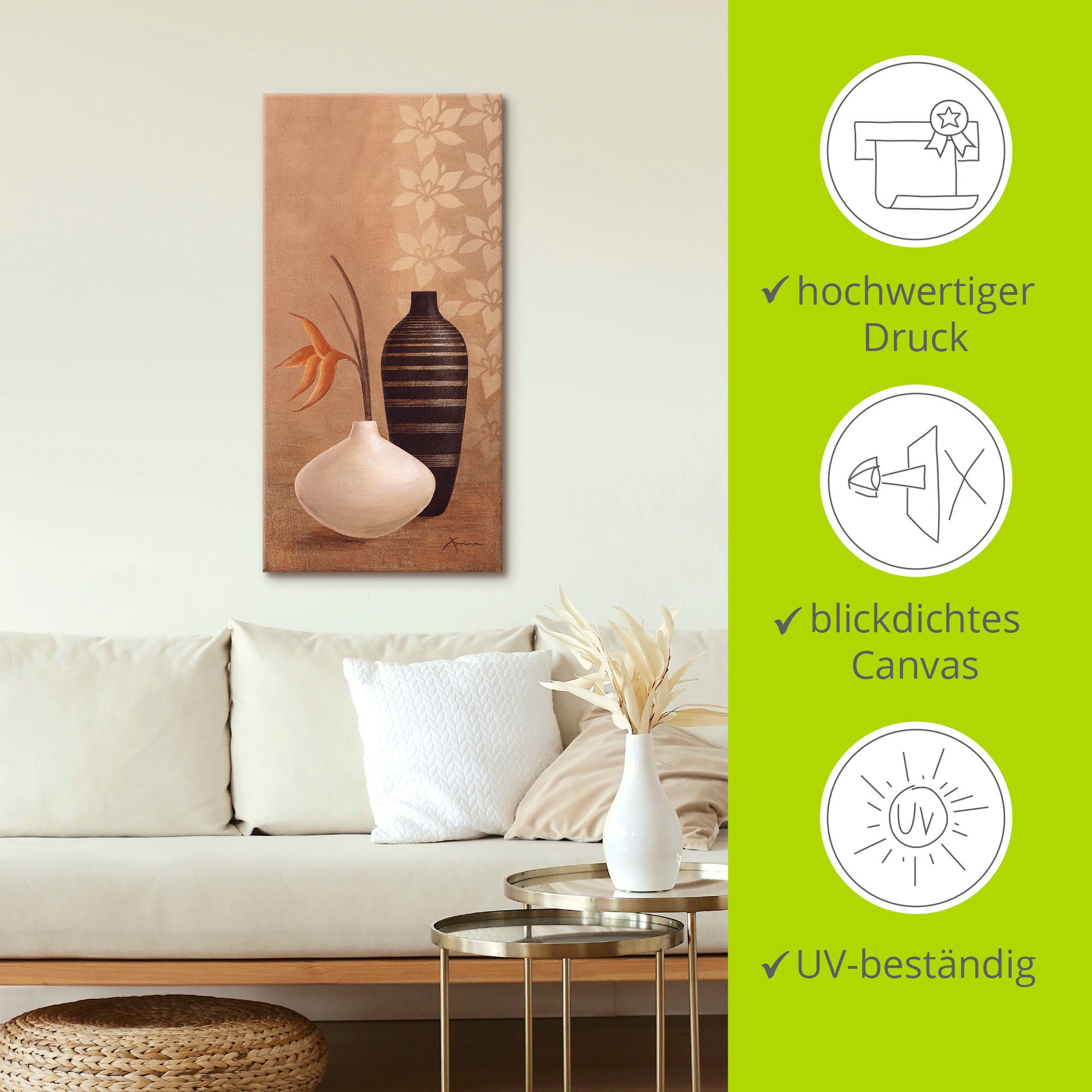 Artland Wandbild »Bauschige Vasen«, Vasen & Töpfe, (1 St.), als Leinwandbild, Poster, Wandaufkleber in verschied. Grössen