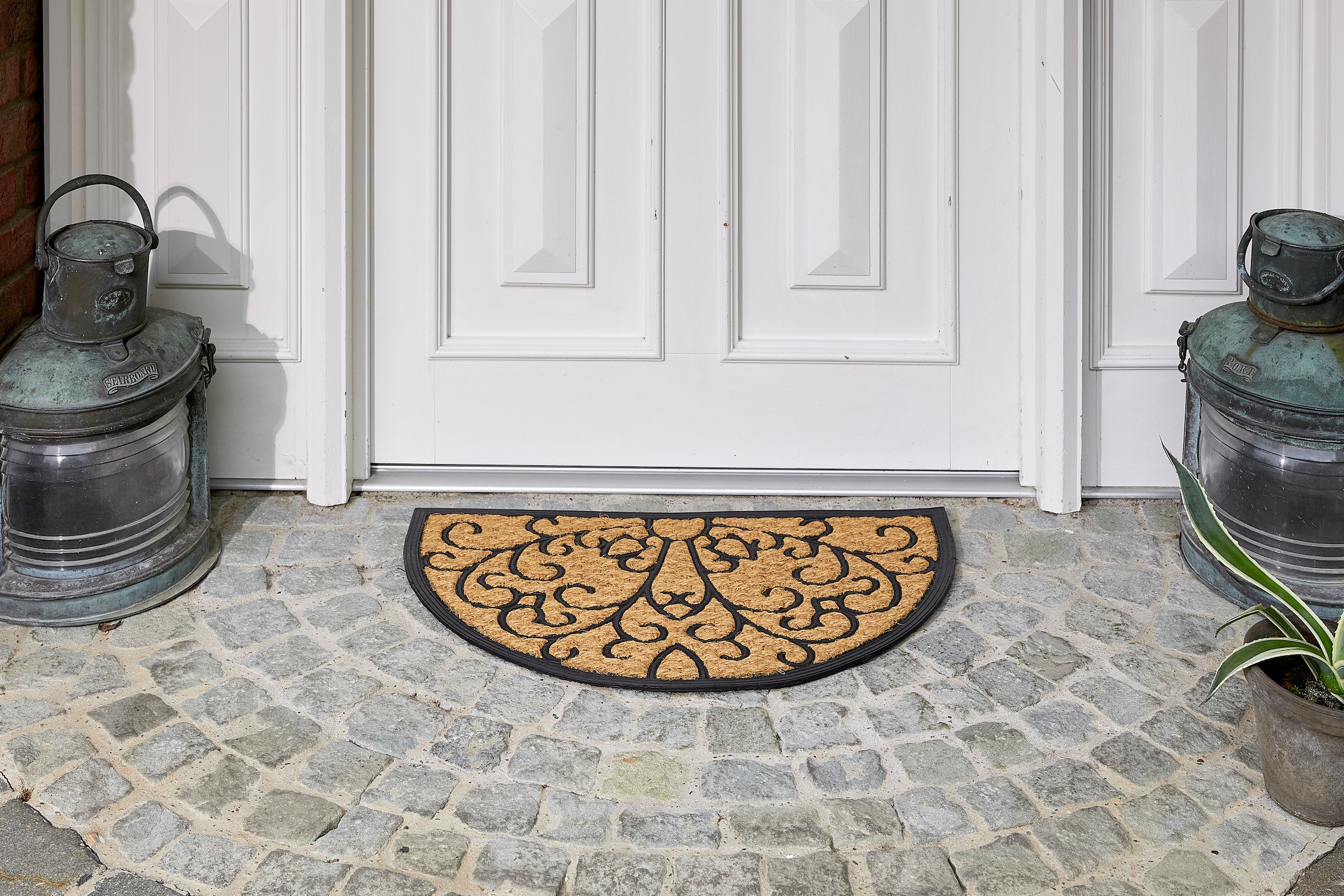 ASTRA Tapis de sol »Coco Deluxe Light« Semicirculaire 8 mm Höhe paillasson, noix de coco, antidérapant, résistant à la saleté, intérieur et extérieur