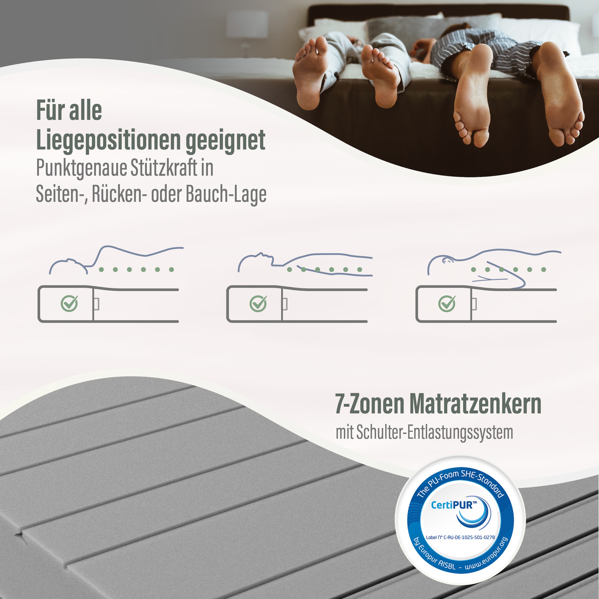 Beco Komfortschaummatratze "Marissa, 7 Zonen Matratze 90x200, 140x200 cm & weitere Grössen" 18 cm hoch Raumgewicht: 30 kg/m³ 1 Stk. tlg. ergonomischer Schlaf, getestet in 90x200, H3, Ausgabe 10/2025