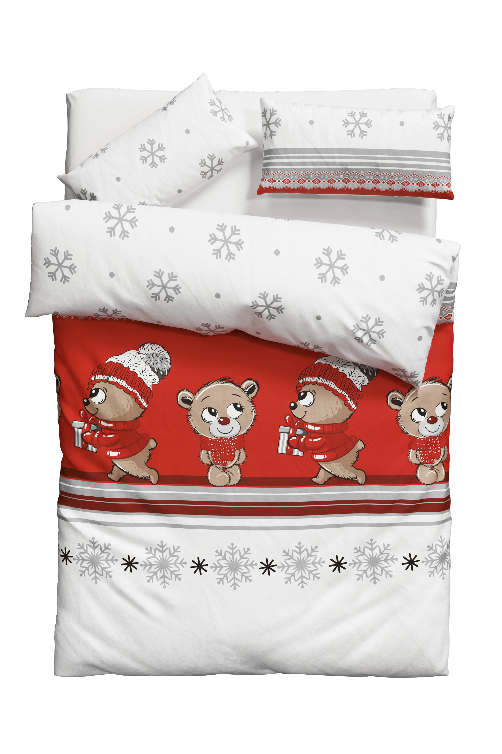 GOODproduct Linge de lit »Janina in Gr. 135x200 oder 155x220 cm« 2 cuis 100% Baumwolle, viele Winterdesigns: Patchwork, Schneemann, Eule, Bär