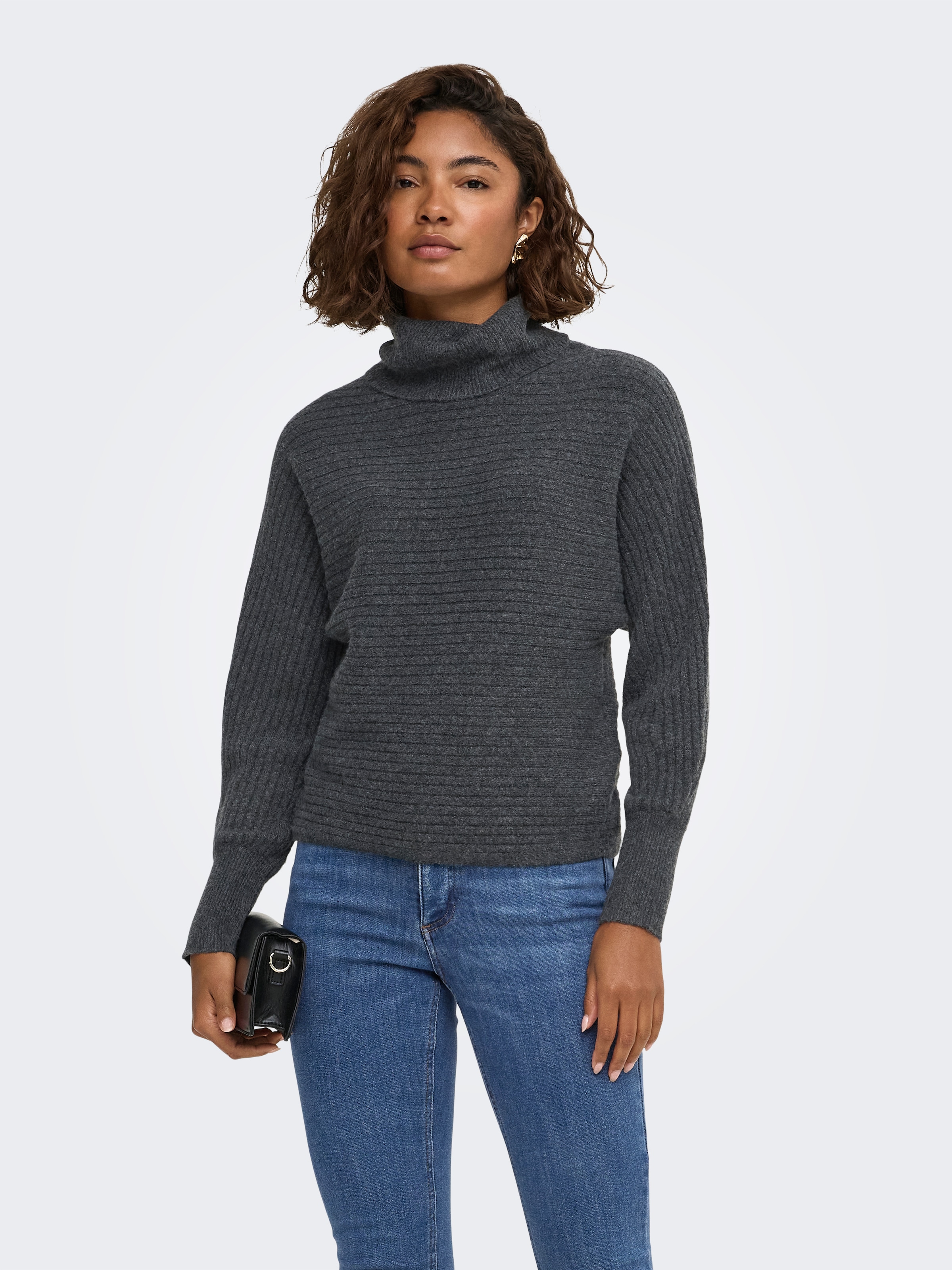 Image of ONLY Rollkragenpullover "ONLWINNIE LS ROLLNECK CS KNT" Materialmix, Stretch, regular fit