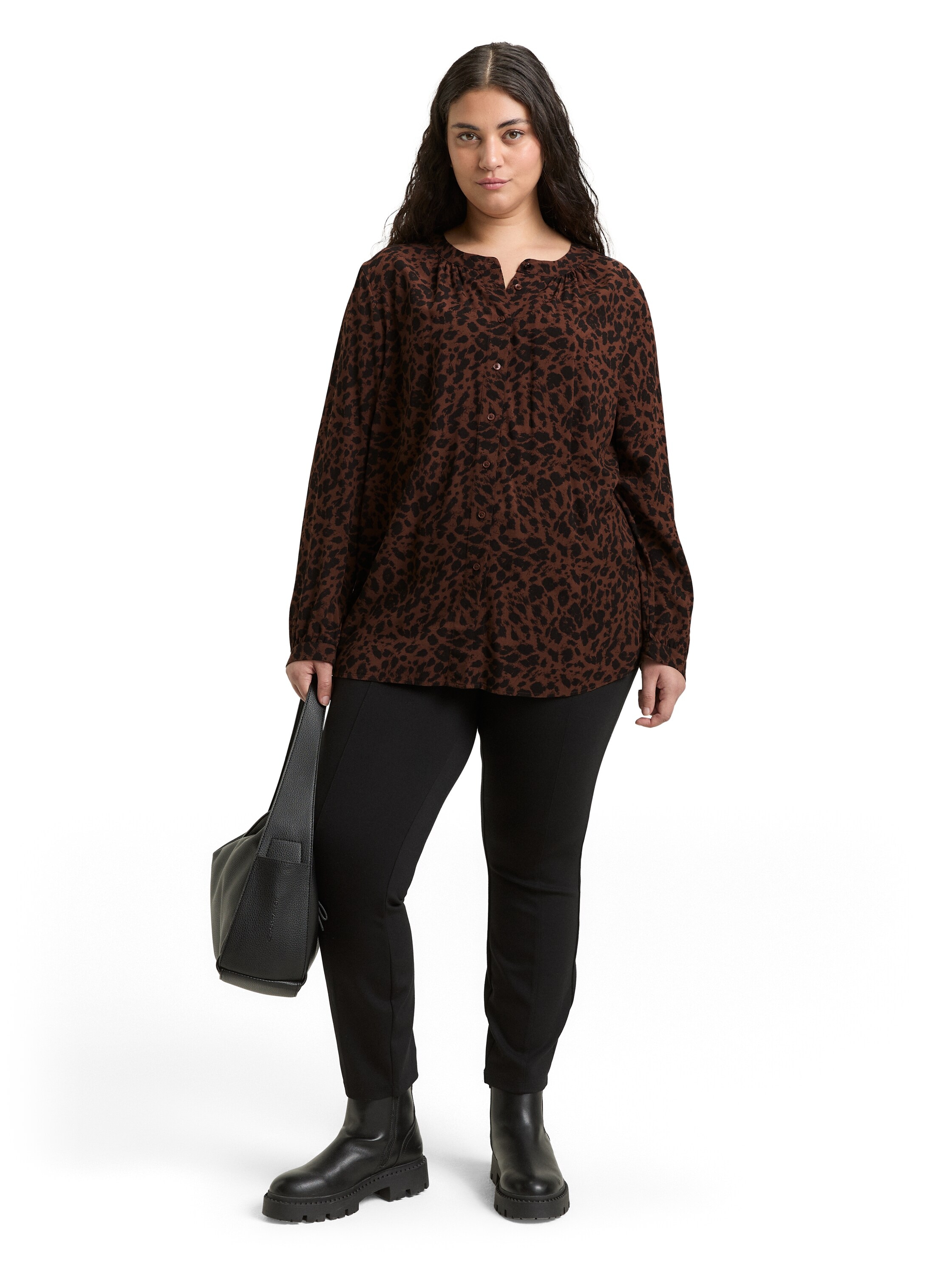 TOM TAILOR PLUS Blouse classique mit Leo-Print