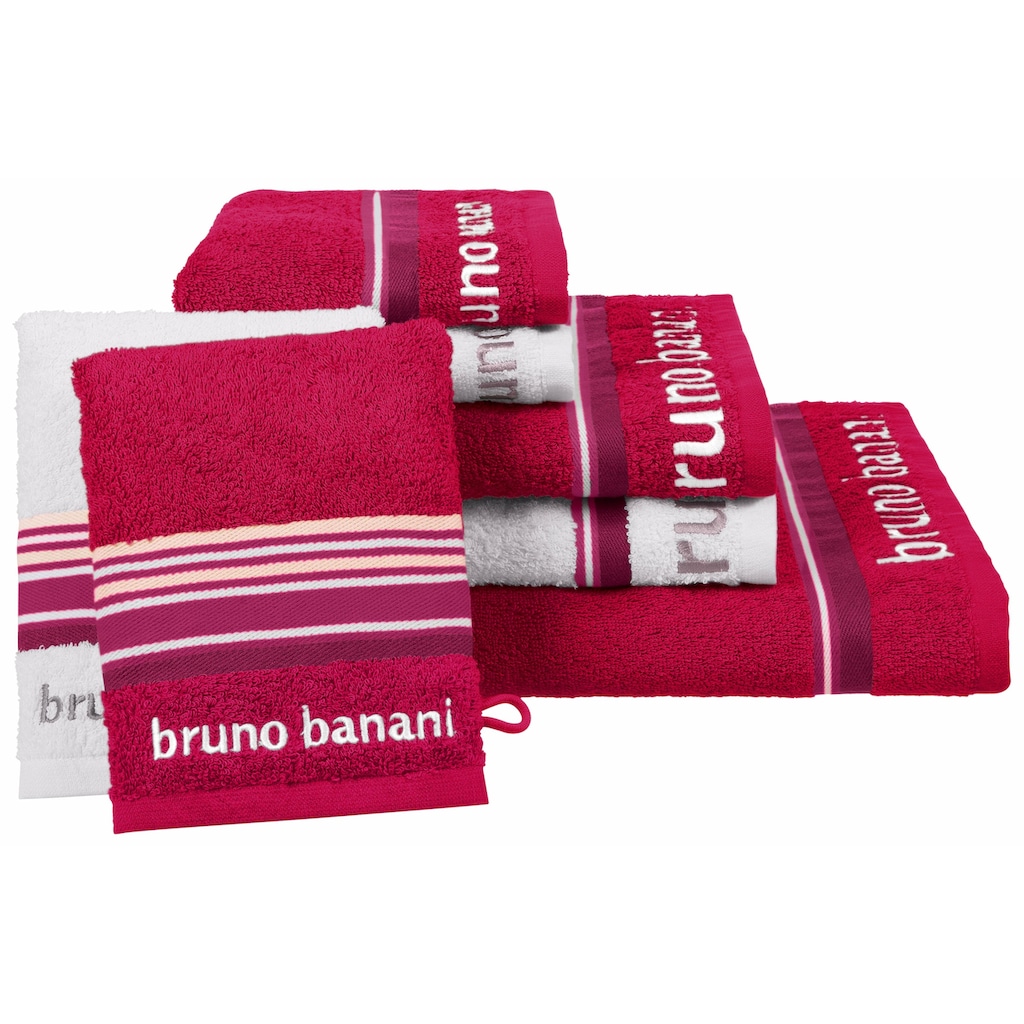 Bruno Banani Handtuch Set »Maja, 1 Duschtuch, 2 Handtücher, 2 Gästehandtücher, 2 Waschhandschuhe«, (Set, 7 St., 1 Duschtuch-2 Handtücher-2 Gästetücher-2 Waschhandschuhe)