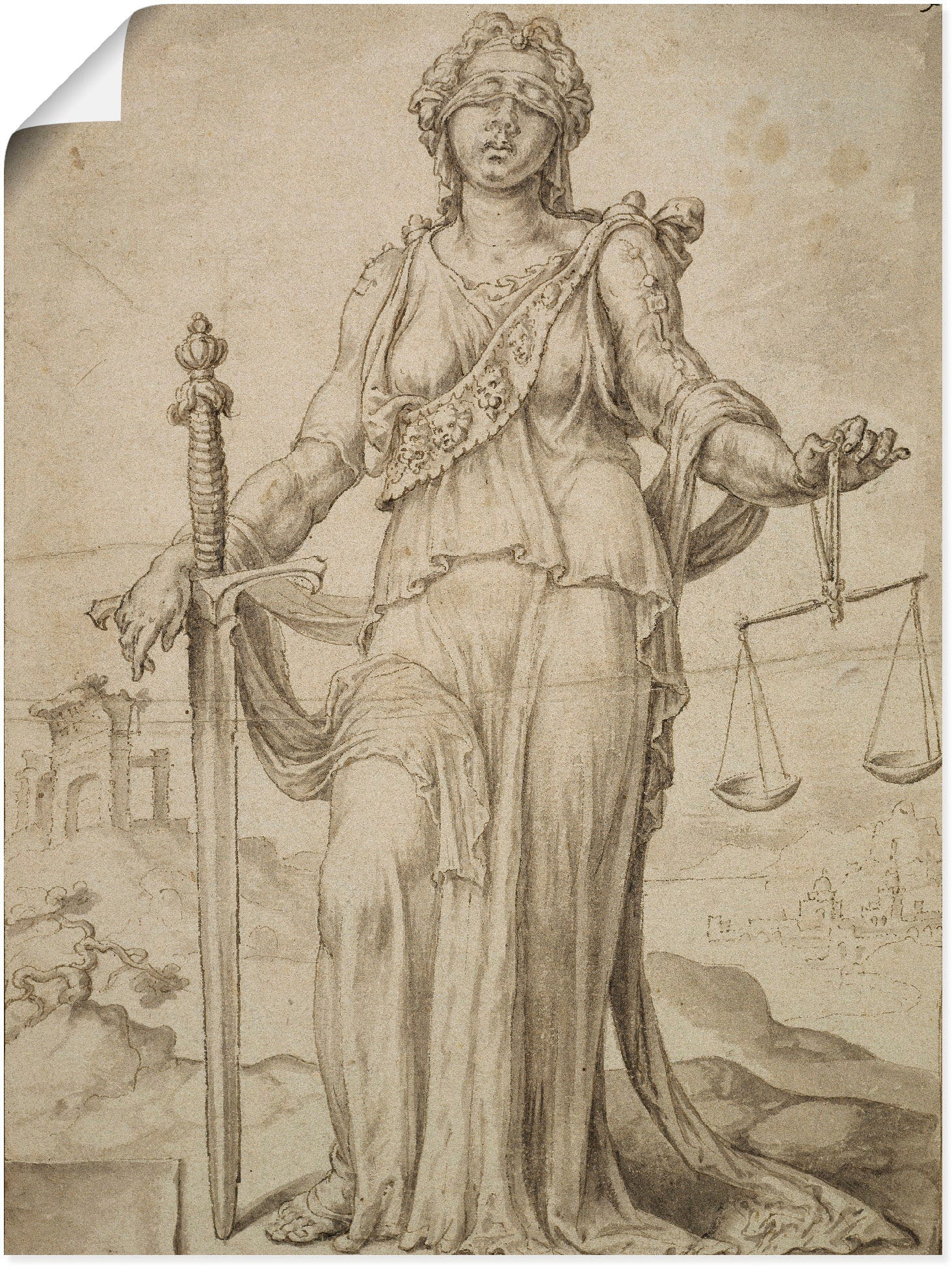 Image of Artland Wandbild »Justitia.«, Frau, (1 St.), in vielen Grössen & Produktarten -Leinwandbild, Poster, Wandaufkleber / Wandtattoo auch für Badezimmer geeignet bei Ackermann Versand Schweiz