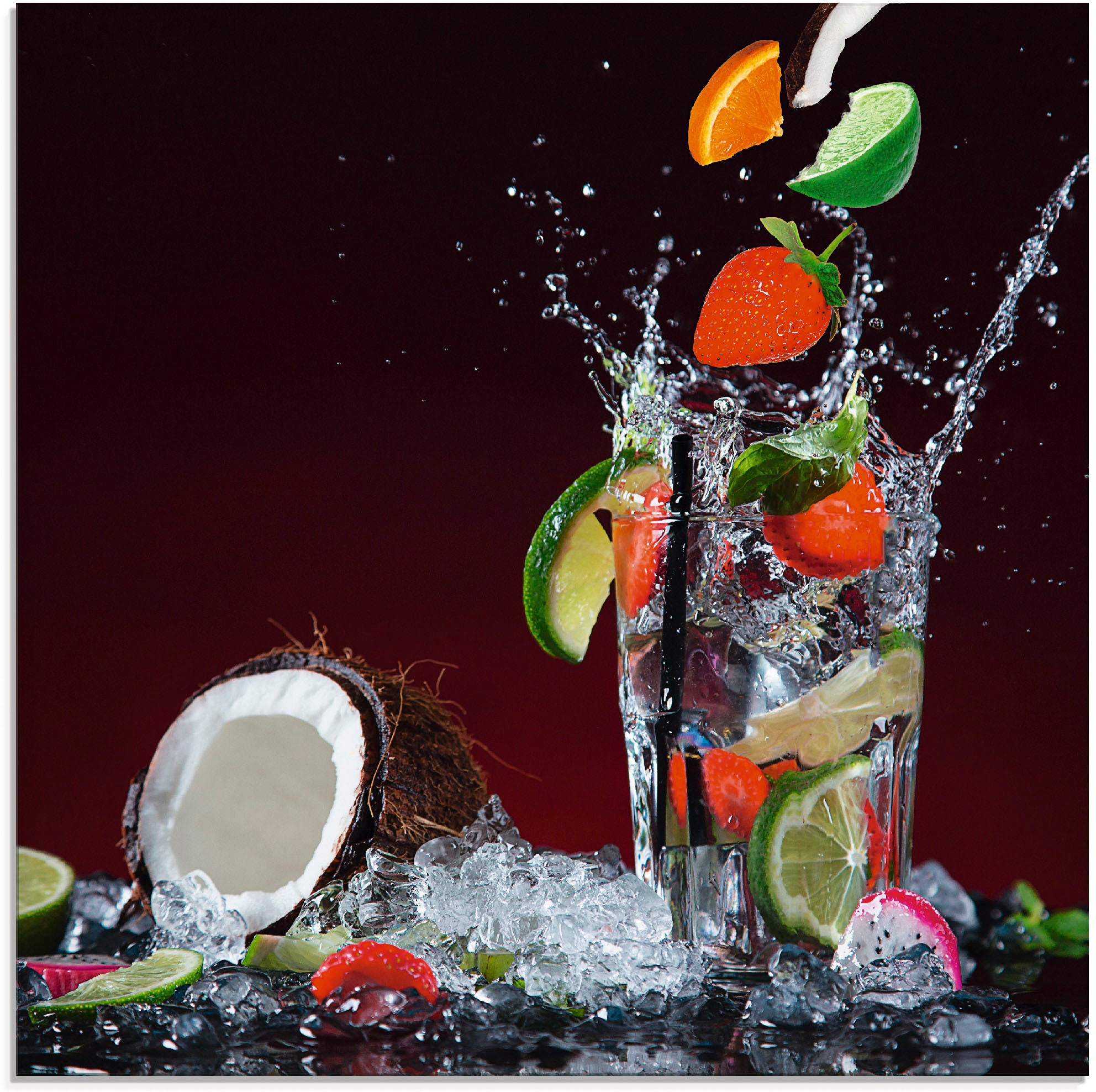 Image of Artland Glasbild "Frischer Fruchtcocktail II" Getränke 1 Stk. tlg. in verschiedenen Grössen