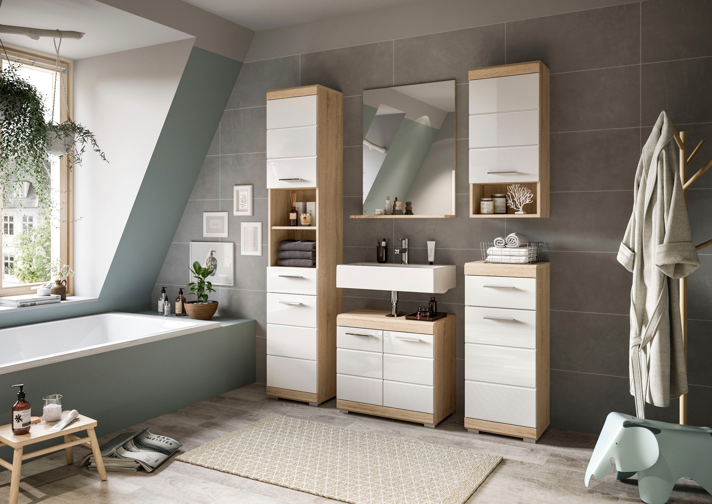 welltime Badspiegel »SIENA, Breite 60cm, 1 Ablageboden, hochwertiges Spiegelglas« in verschiedenen Farben erhältlich, Badmöbel, Spiegel, Badezimmer