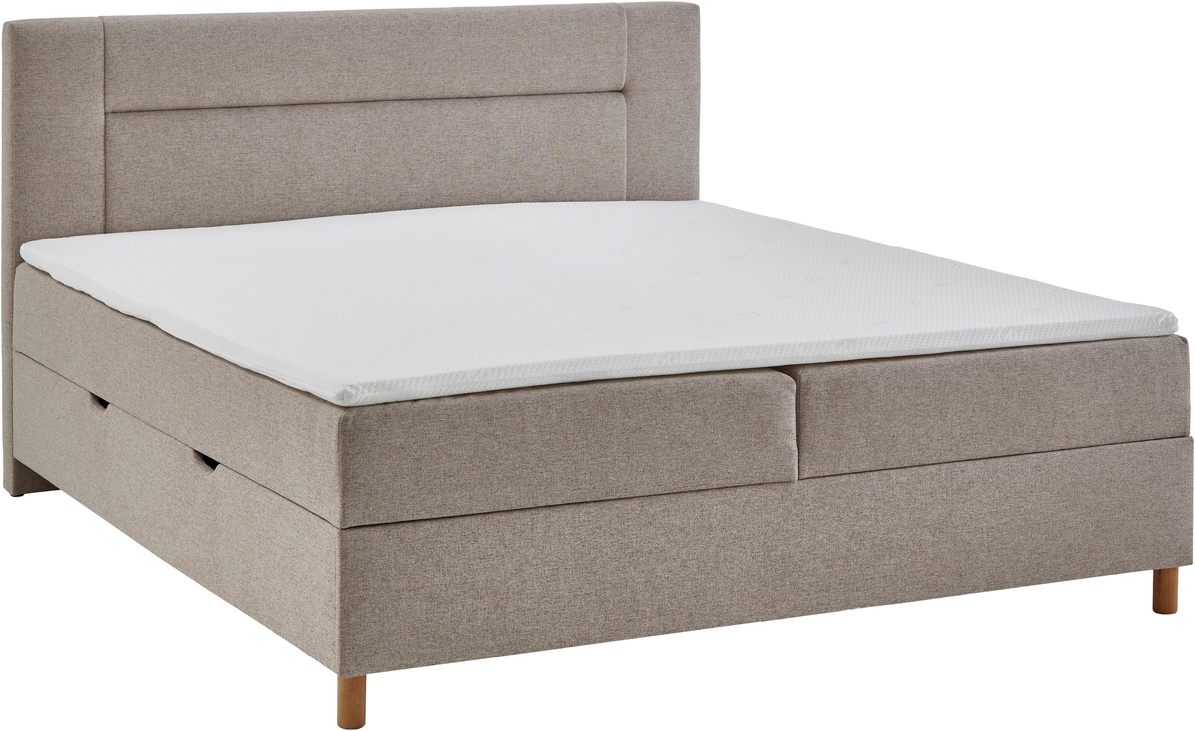 INOSIGN Boxbett »Escalon II, Boxbett mit Bettkasten, inklusive Topper«, Bett erhältlich in den Breiten 120x200cm und 180x200cm, mit Holzfüssen