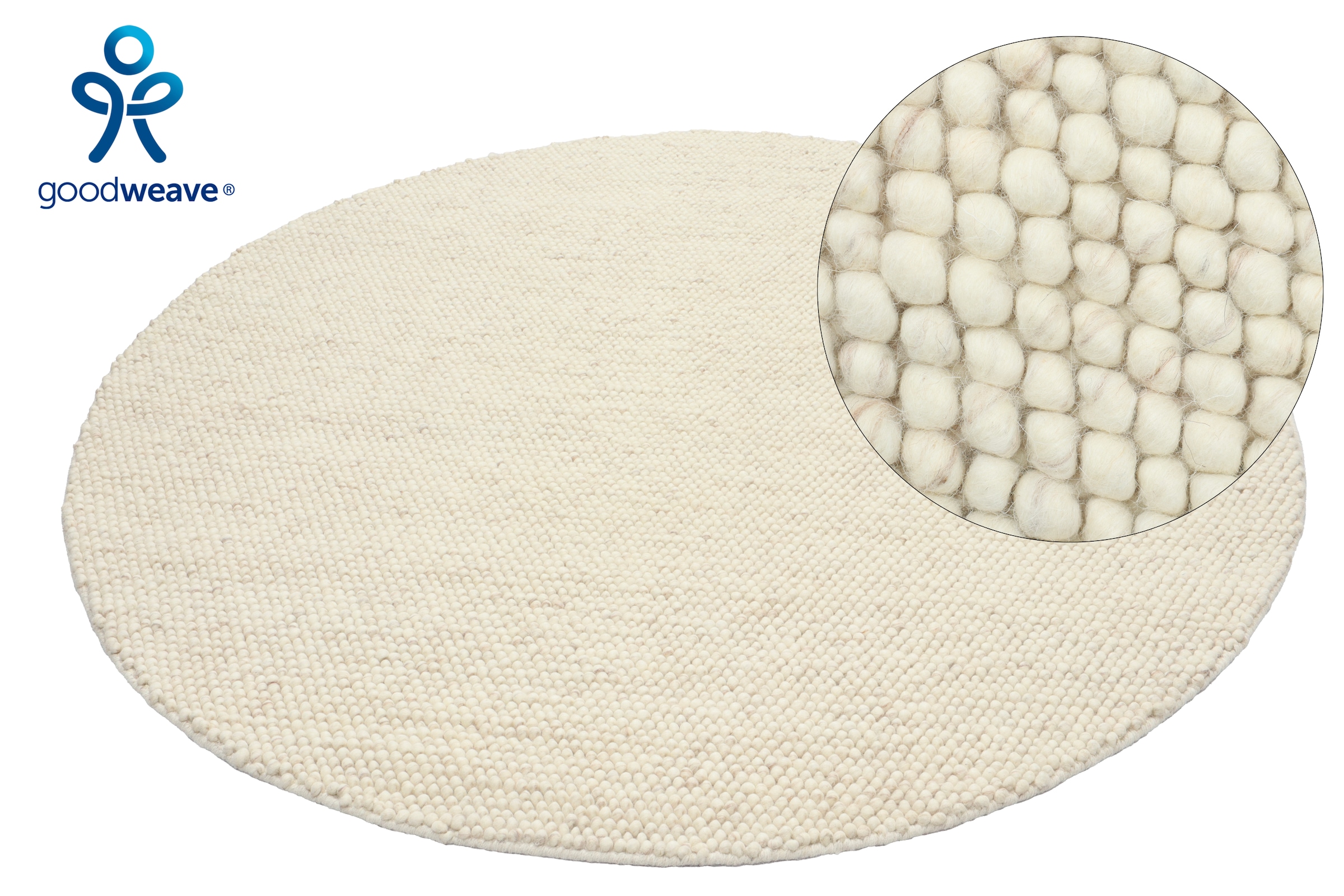 LeGer Home by Lena Gercke Teppich »Ainhoa, handgewebt, Wolle«, rund, 12 mm Höhe, Teppich, Wohnzimmer, Schlafzimmer, Esszimmer