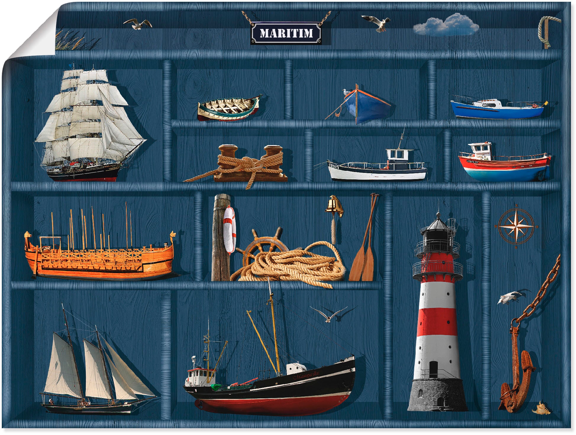 Artland Wandbild »Der maritime Setzkasten«, Arrangements, (1 St.), als  Leinwandbild, Wandaufkleber oder Poster in versch. Grössen kaufen