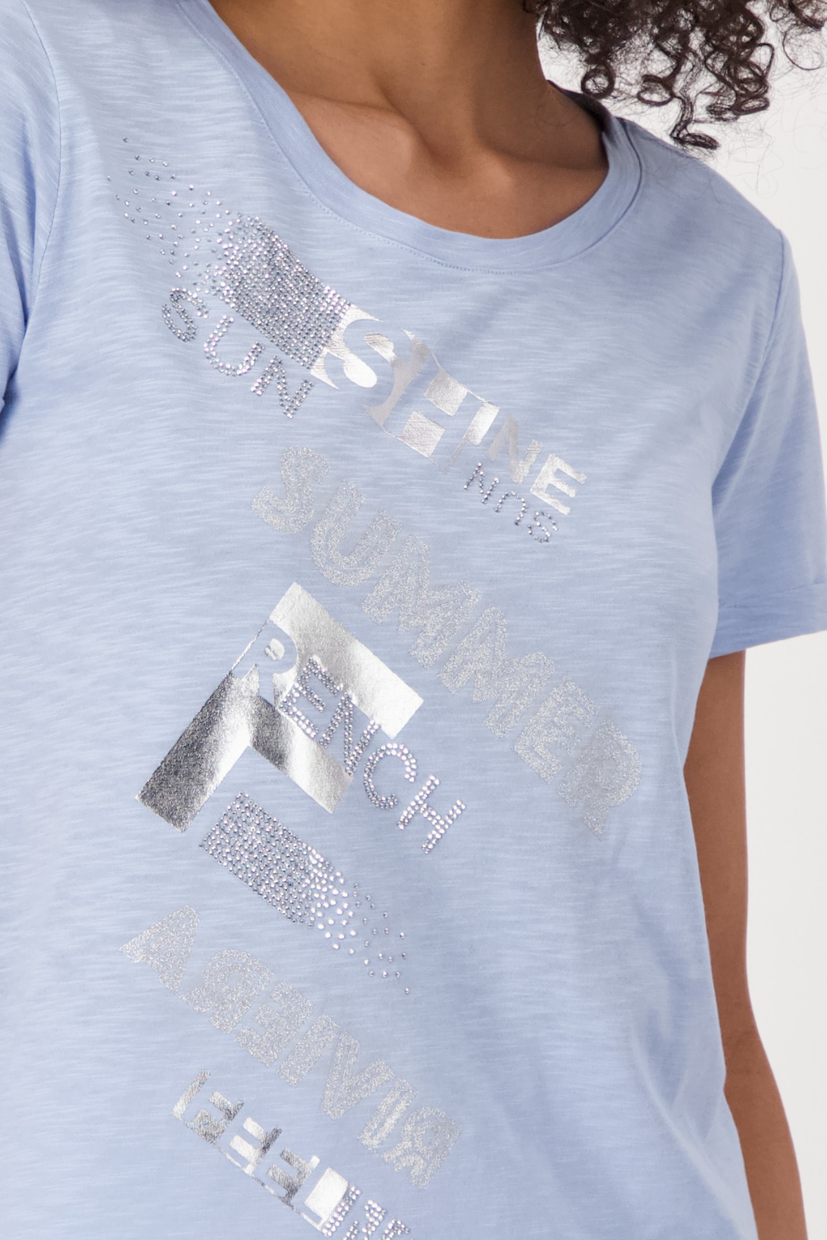 Monari T-Shirt »Shirt Basic Schmuckschrift«, Mit Rundhalsausschnitt