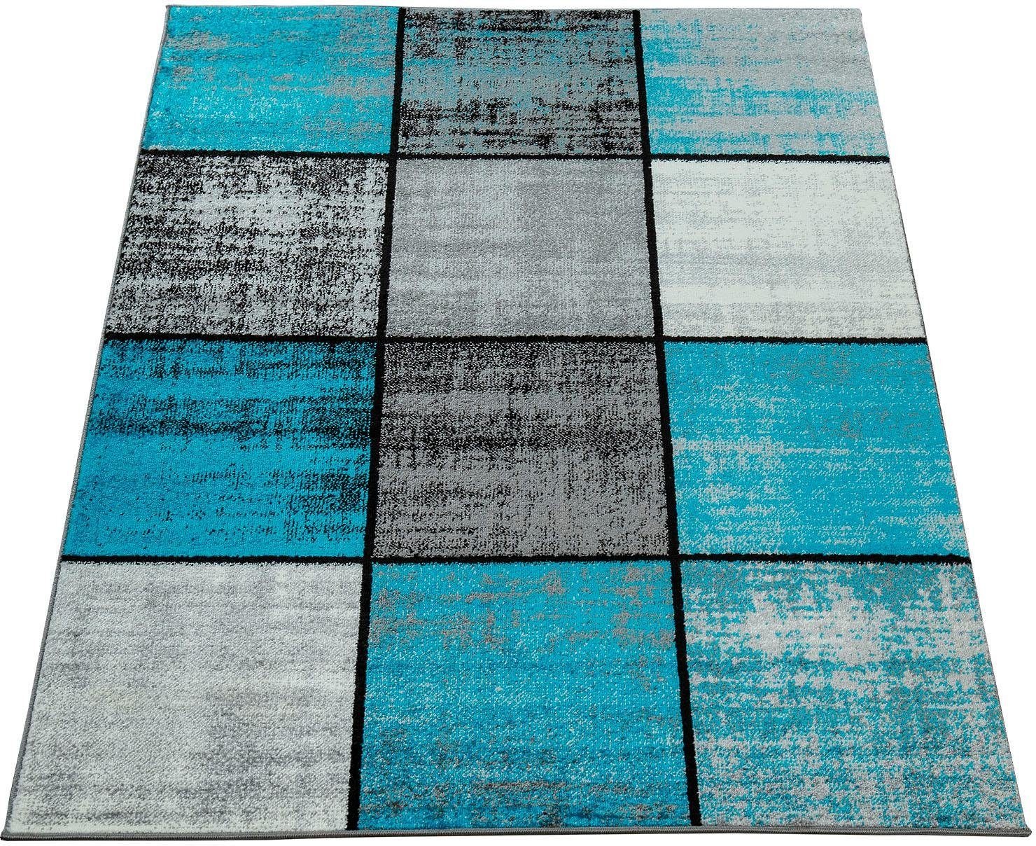 Image of Paco Home Teppich »Mondial 102«, rechteckig, 14 mm Höhe, Kurzflor, modernes kariertes Design, ideal im Wohnzimmer & Schlafzimmer bei Ackermann Versand Schweiz