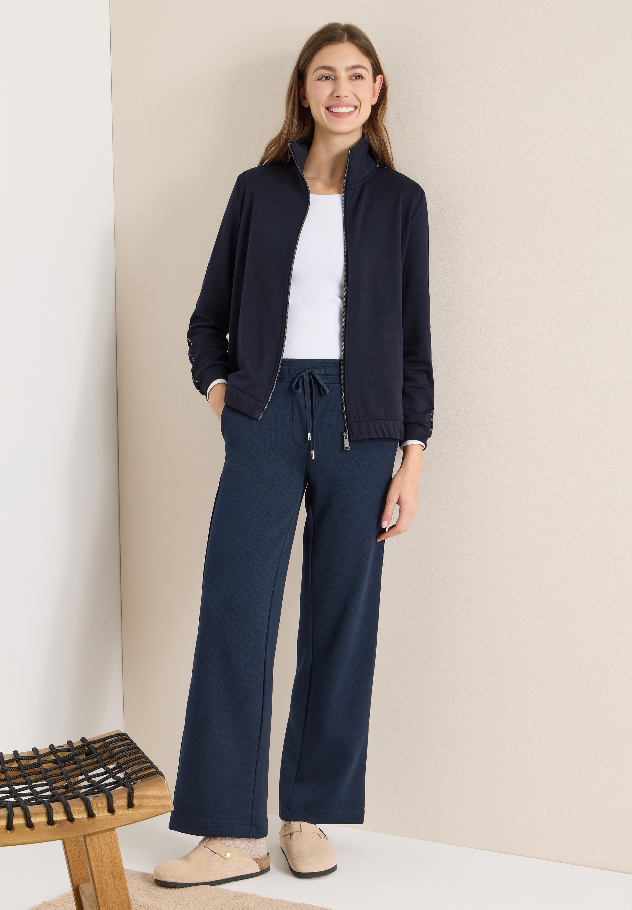 Cecil Veste sweat Langarm mit Tape-Details und Bündchen