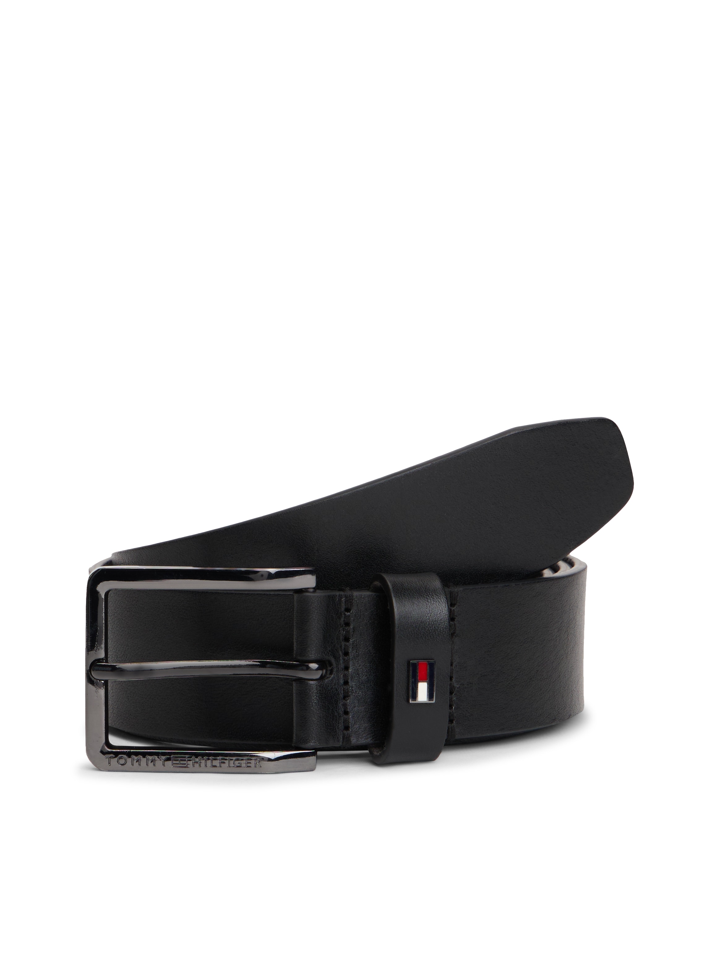 Image of Tommy Hilfiger Ledergürtel "OLIVIER 3,5 cm breit" mit Flag aus Emaille, Breite: 3,5cm