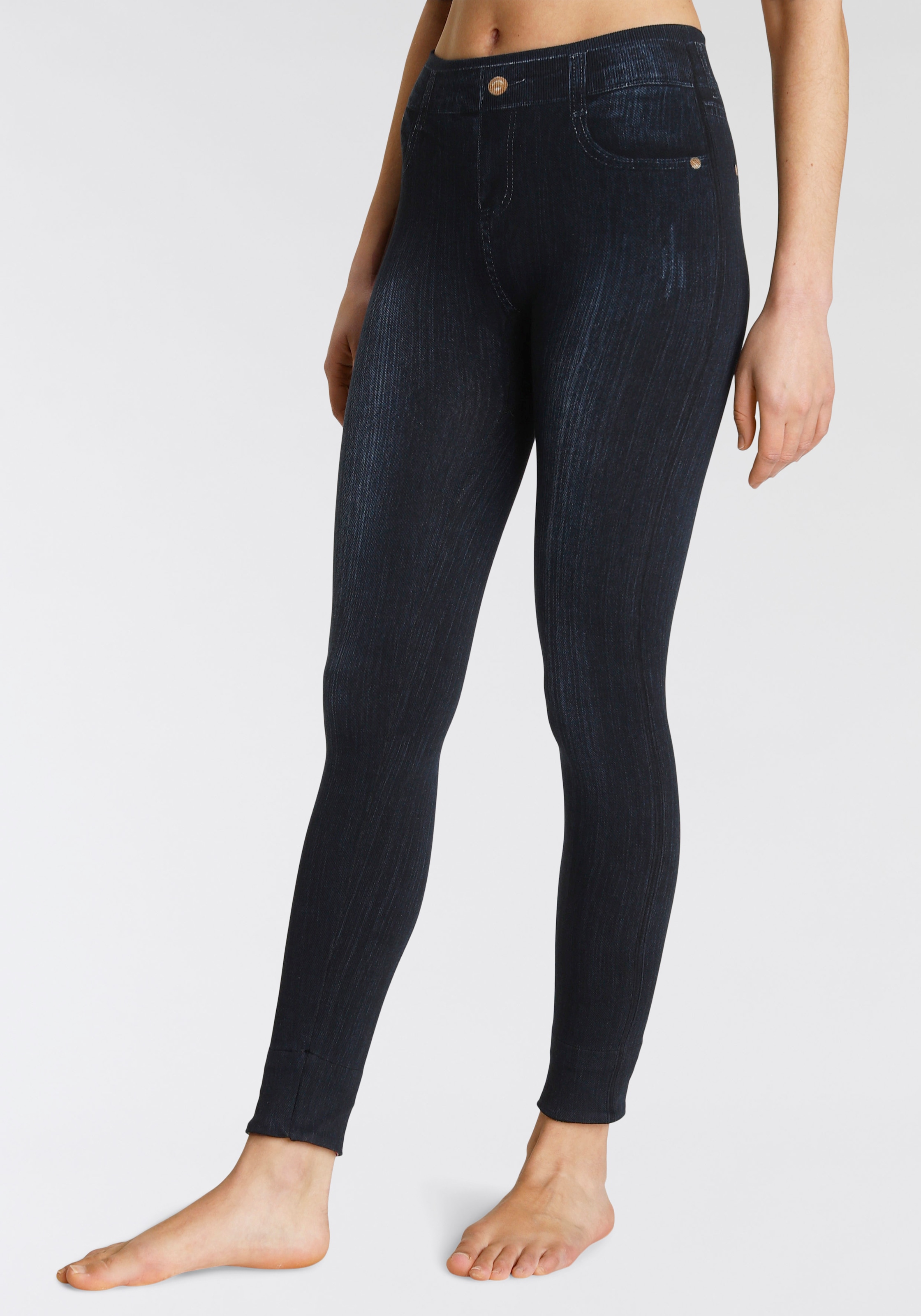 Image of Buffalo Jeansleggings in Denim-Look mit bunten Umschlagbündchen, Jeggings