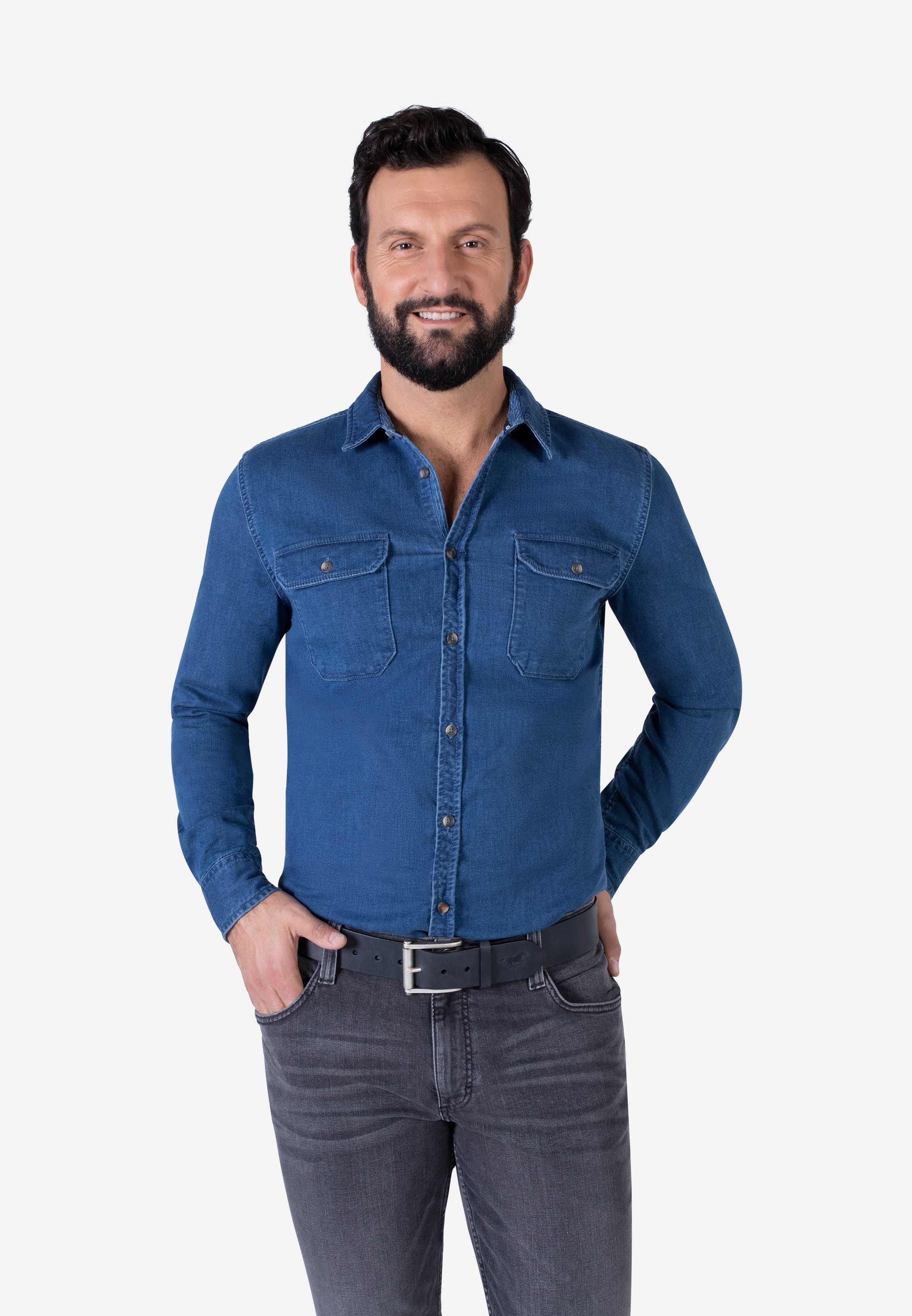 MUSTANG Ceinture en cuir mit Vintage-Look, Roll-Schliesse, 4,5 cm