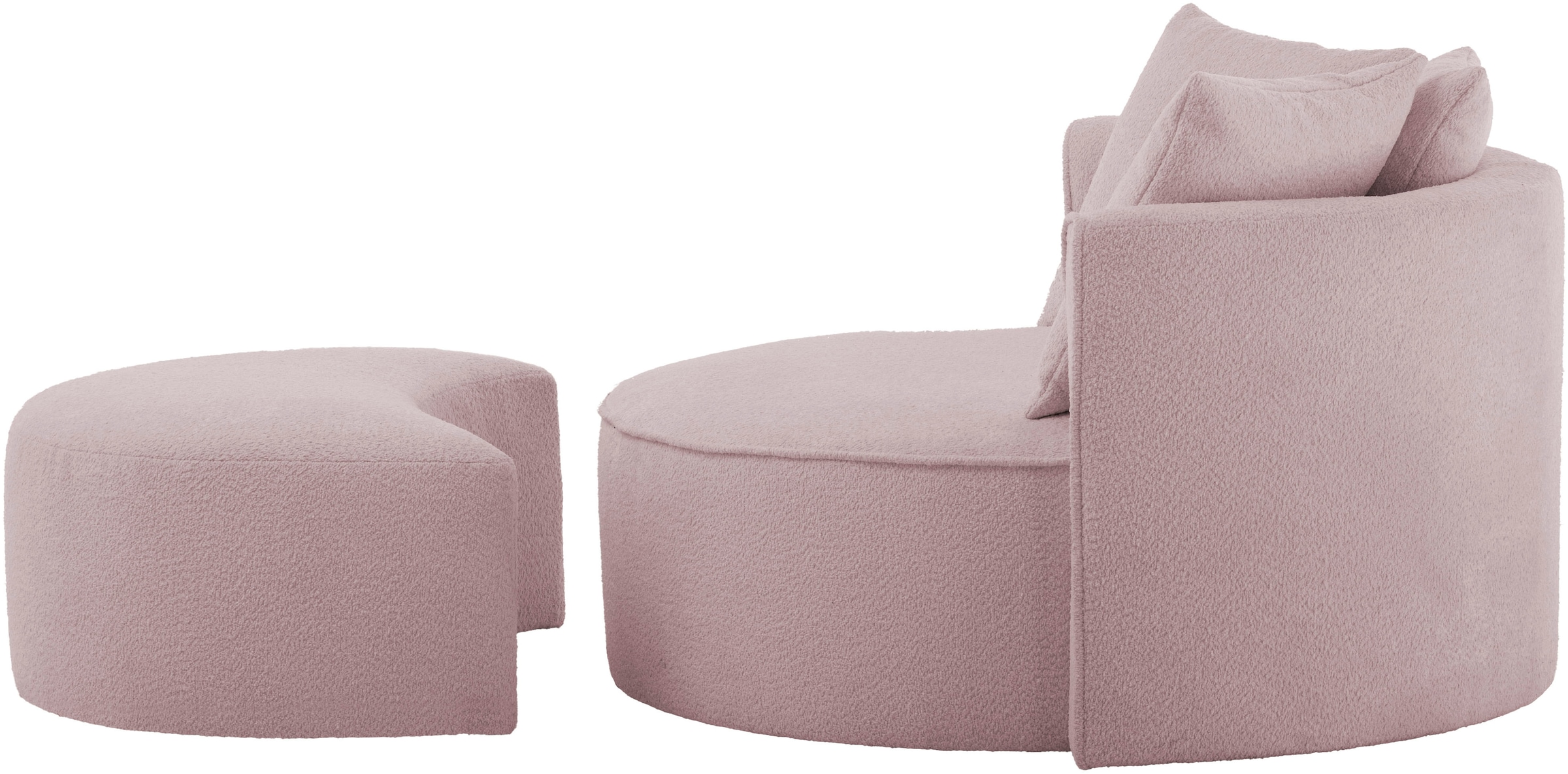 LeGer Home by Lena Gercke XXL-Sessel »Isalie, Rundsessel mit Hocker, Lesesessel, Loveseat, Big-Sessel«, (Set), trendige Stoffe, mit 3 Zierkissen, grosse Sitzfläche