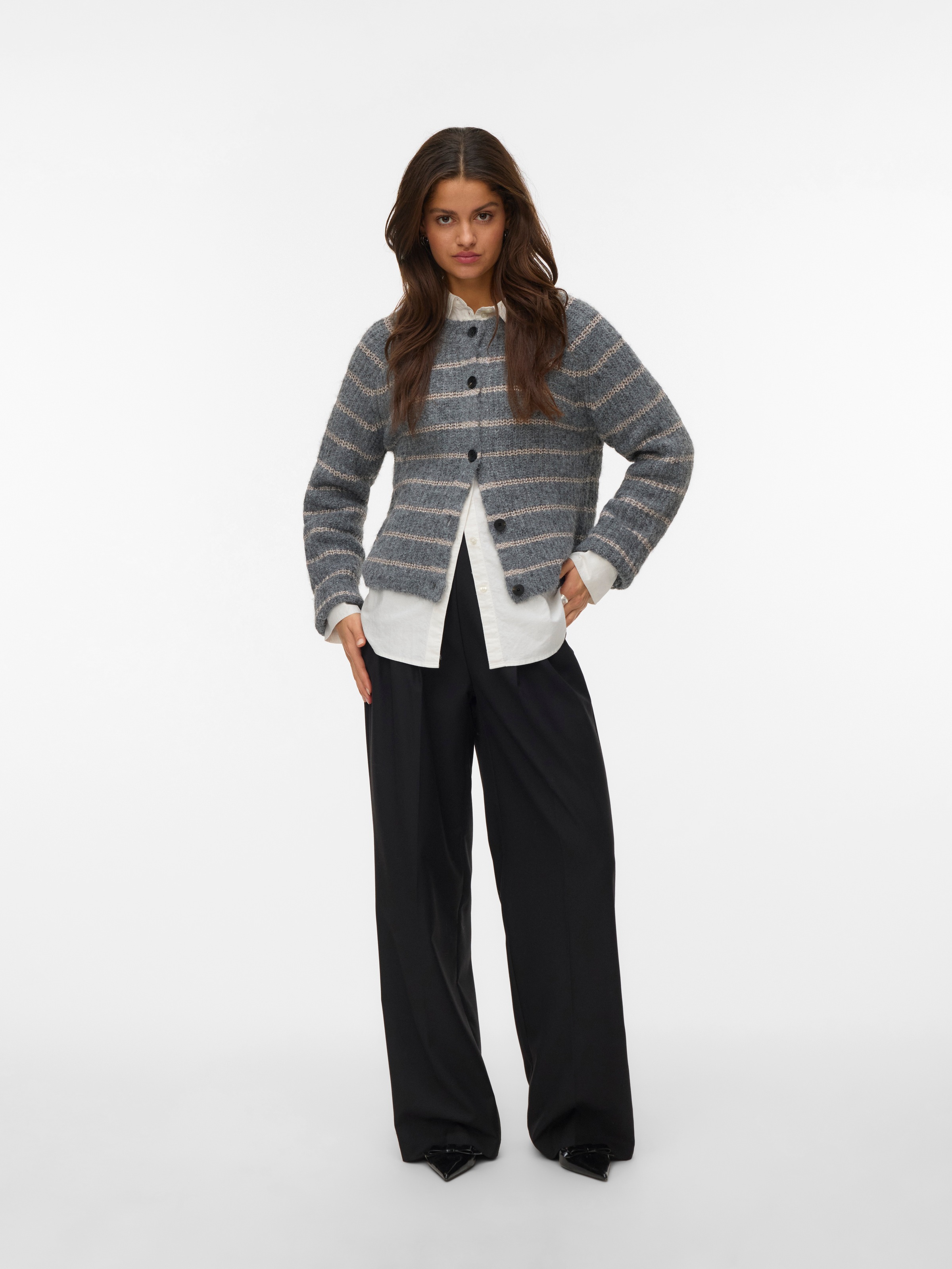 Vero Moda Strickjacke »VMAWESOME SHINE LS O-NCK STRIPE CARD BOO«