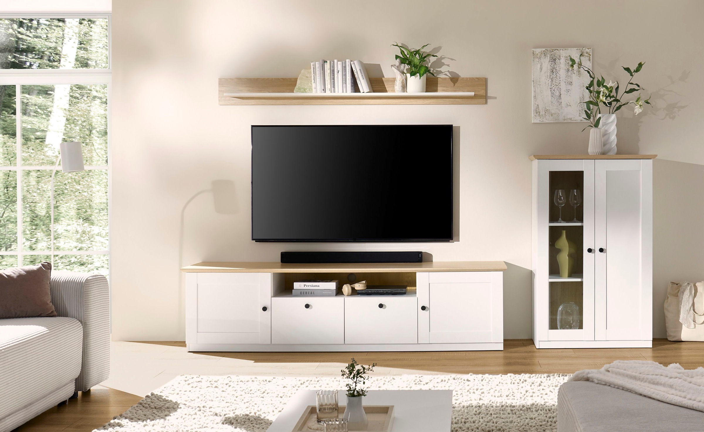 GOODproduct Wohnwand »Brest, Anbauwand im Landhausstil, Komplettset, Wohnzimmer-Set« Set, 3 Stk. tlg.