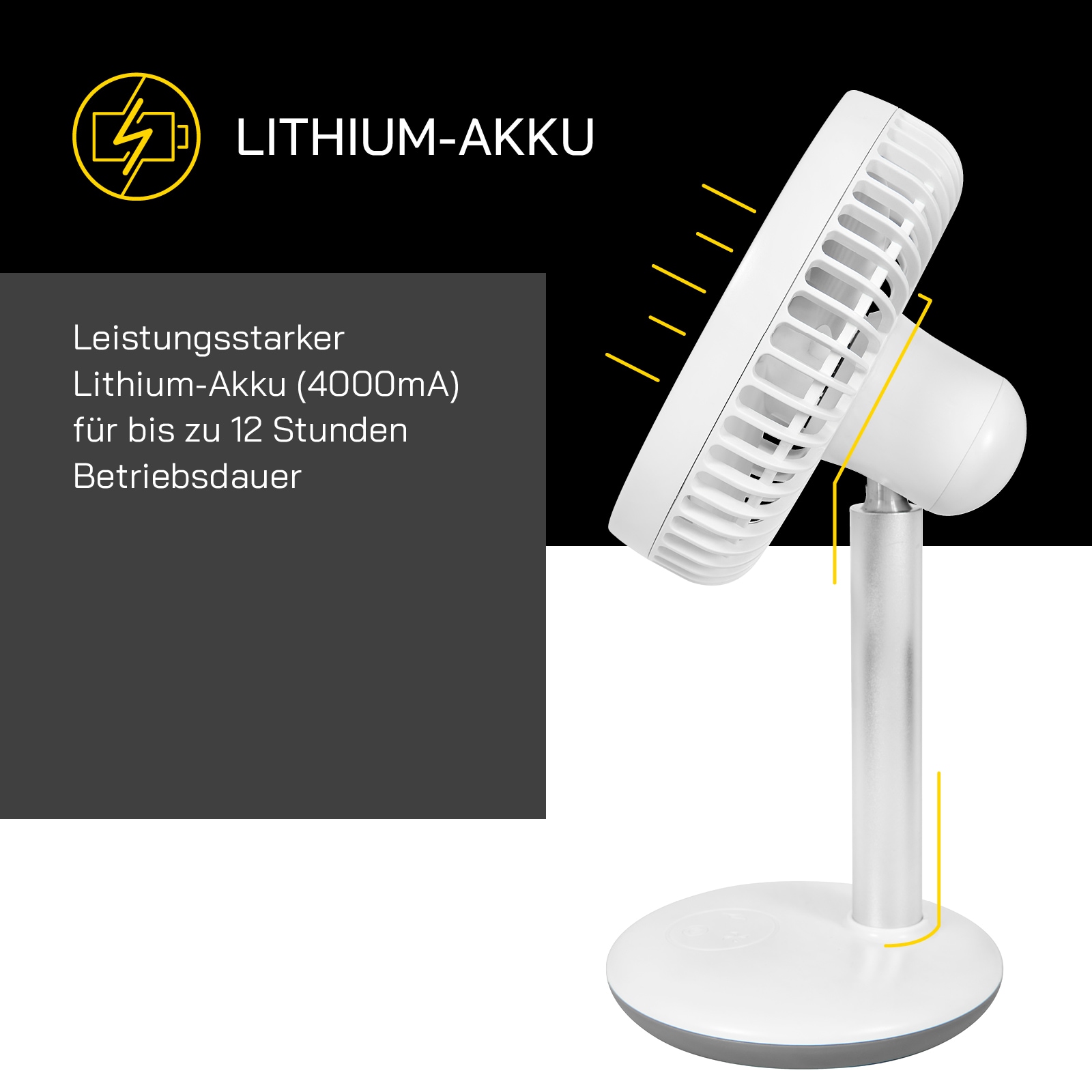 Gutfels Tischventilator »»VENTI 3010 R«« 15 cm Durchmesser kompakt, mit Touch- Bedienung und eine Laufzeit von 12 h