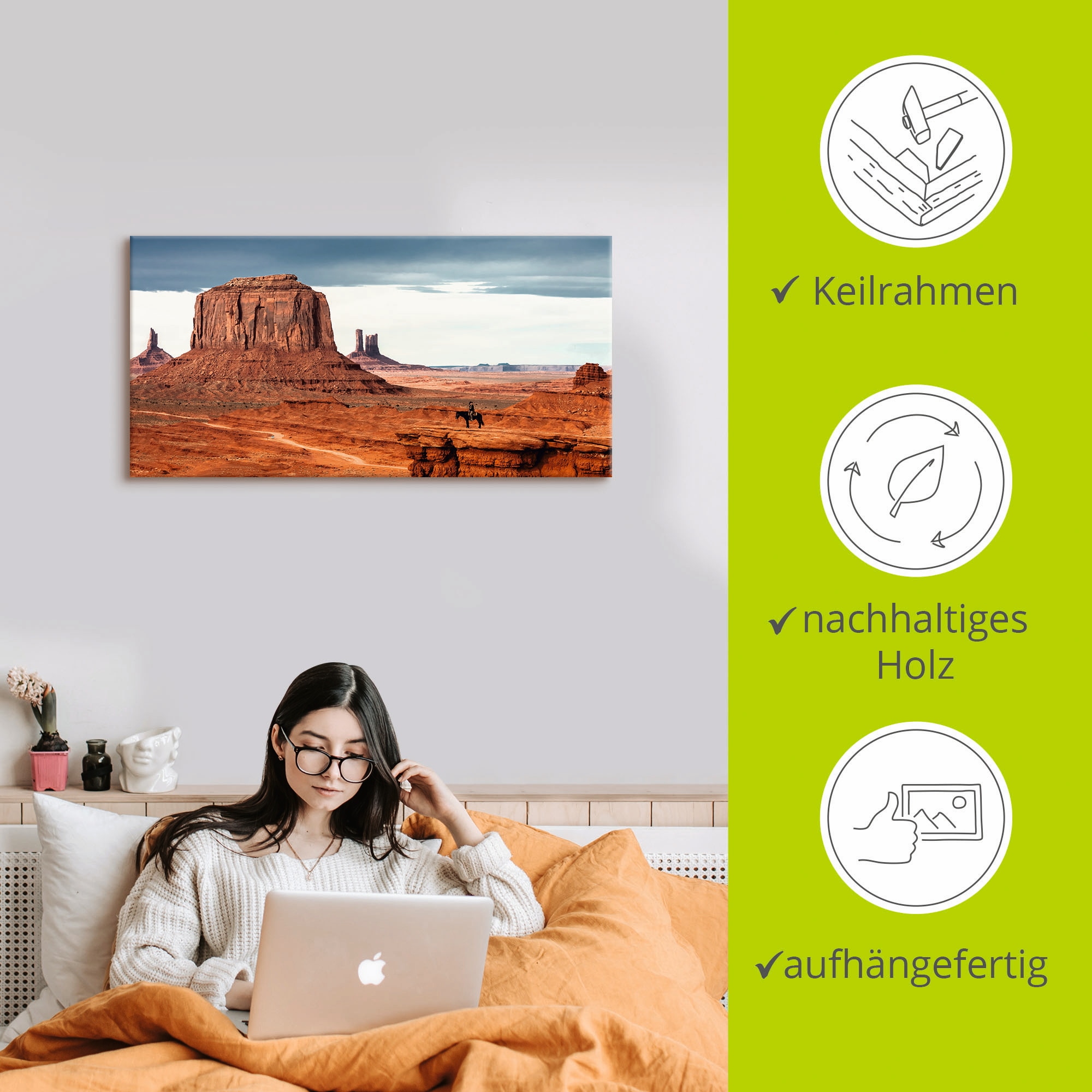 Artland Leinwandbild »Colorado - Utah Monument Valley« Amerika 1 Stk. tlg. auf Holzrahmen gespannt