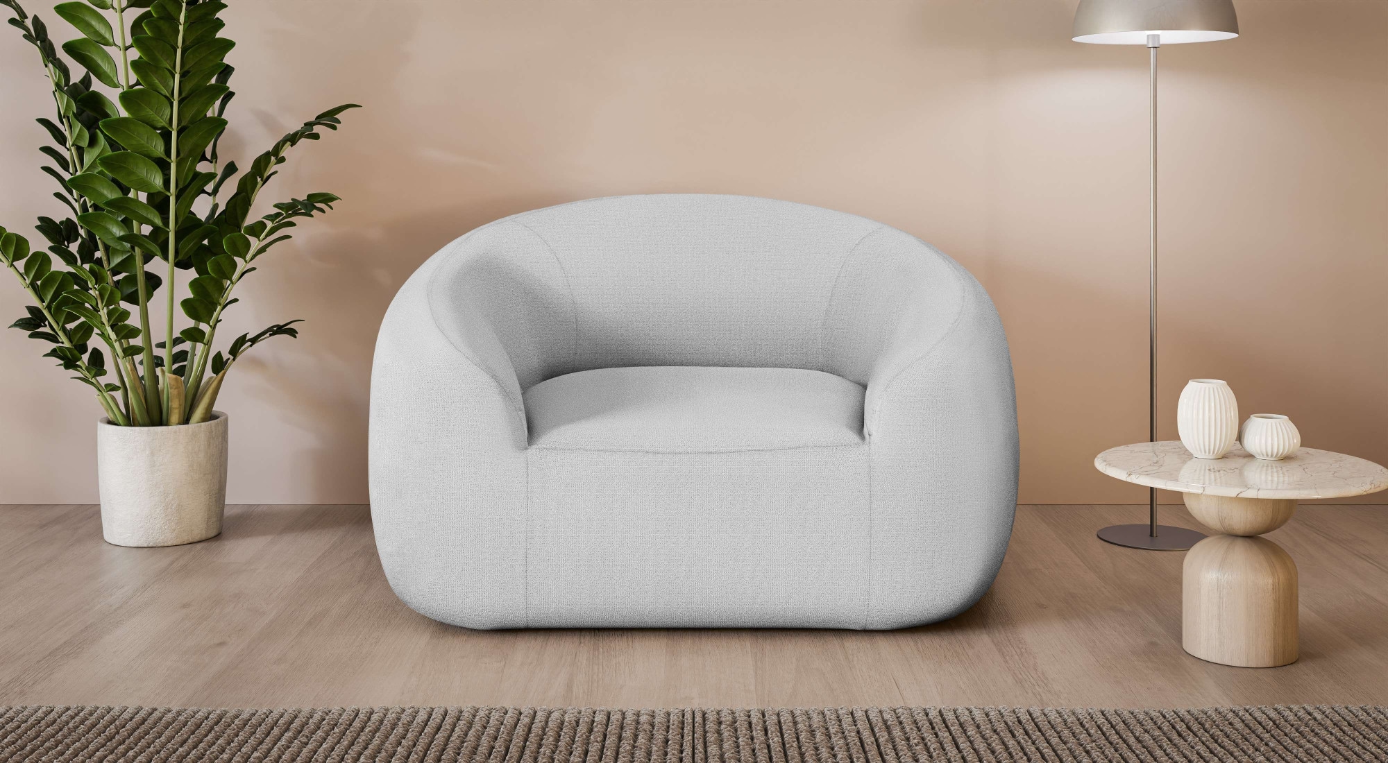 LeGer Home by Lena Gercke Sessel »YANI Relaxsessel, Loungesessel, Masse B/T/H: 127/96/76 cm« organische Form, mit Wellenunterfederung, auch in Bouclé