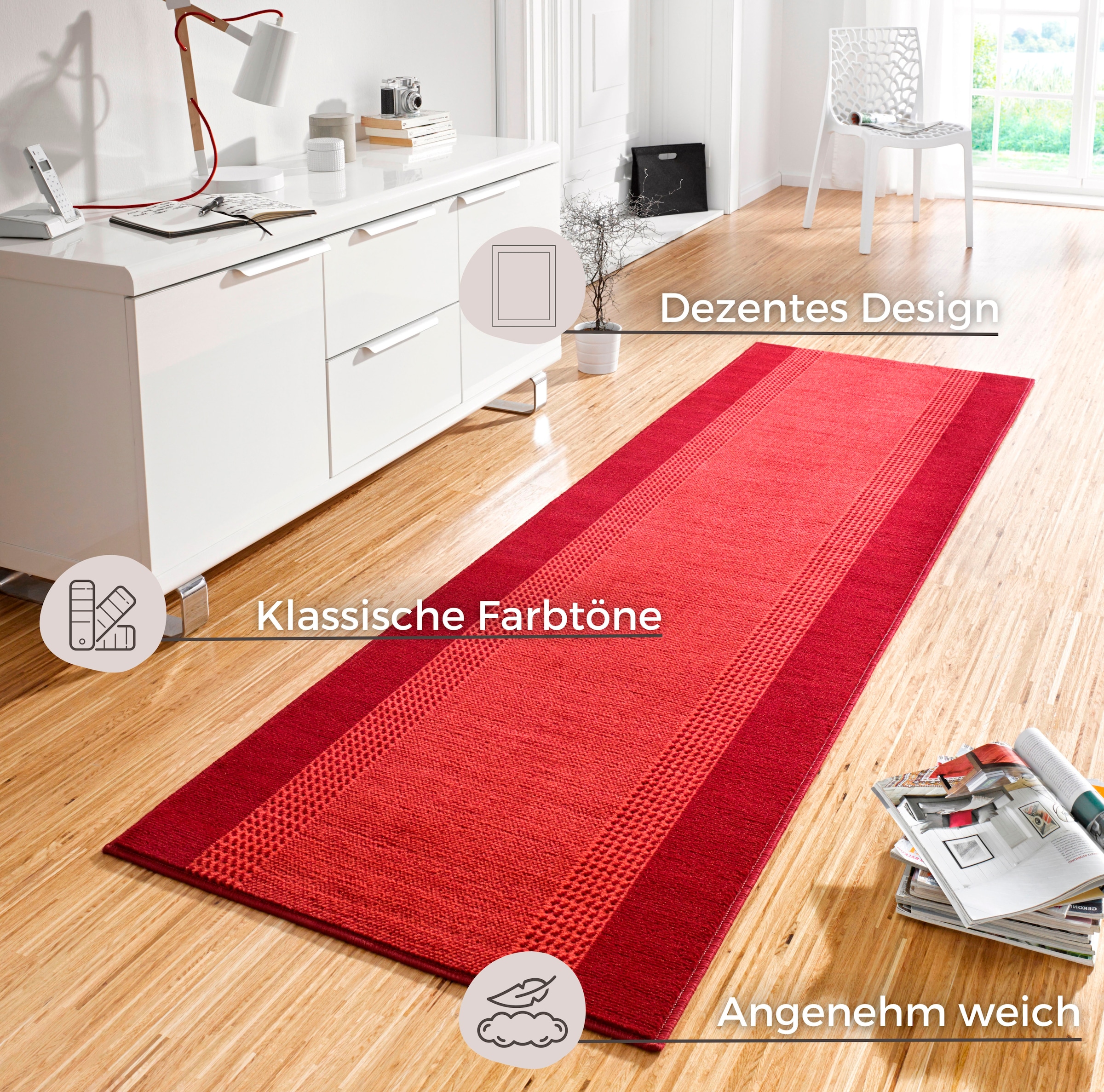 HANSE Home Teppich »Band«, rechteckig, 9 mm Höhe, Kurzflor, weich, Läufer Grössen, Wohnzimmer, Schlafzimmer, Esszimmer