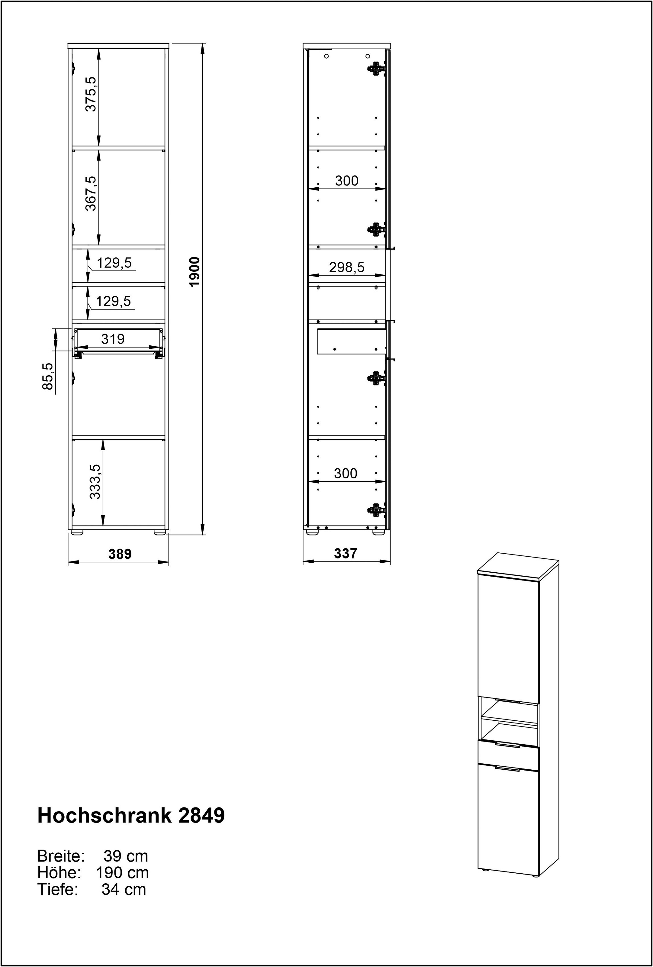 GERMANIA Armoire haute »Tavira« 1 cuis tlg. Hochschrank mit Glasfronten und Türdämpfung
