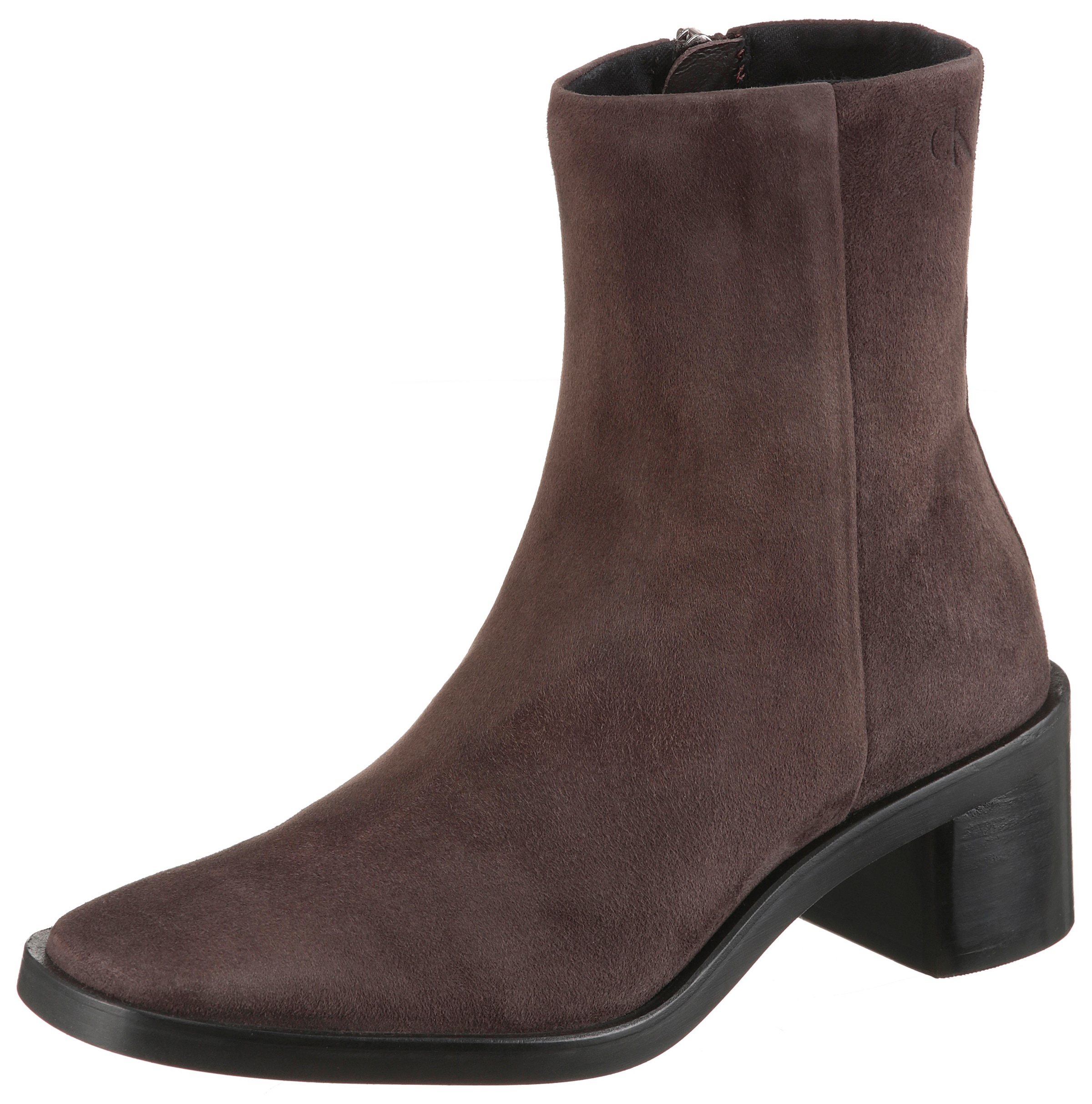 Image of Calvin Klein Stiefelette "BLOCK HEEL ZIP BOOT SUE" Klassik-Boots, Blockabsatz, mit seitlichem CK-Logo am Schaft