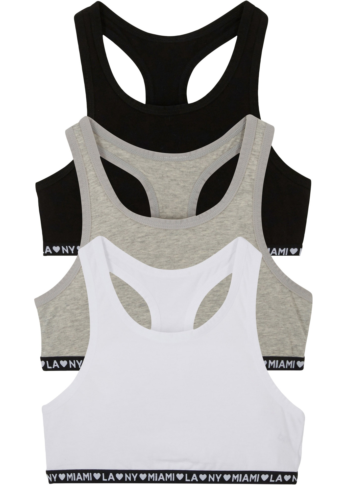 Image of bonprix Bustier Packung, 3 Stk. mit breiten Trägern, mit breitem Gummiband unter der Brust
