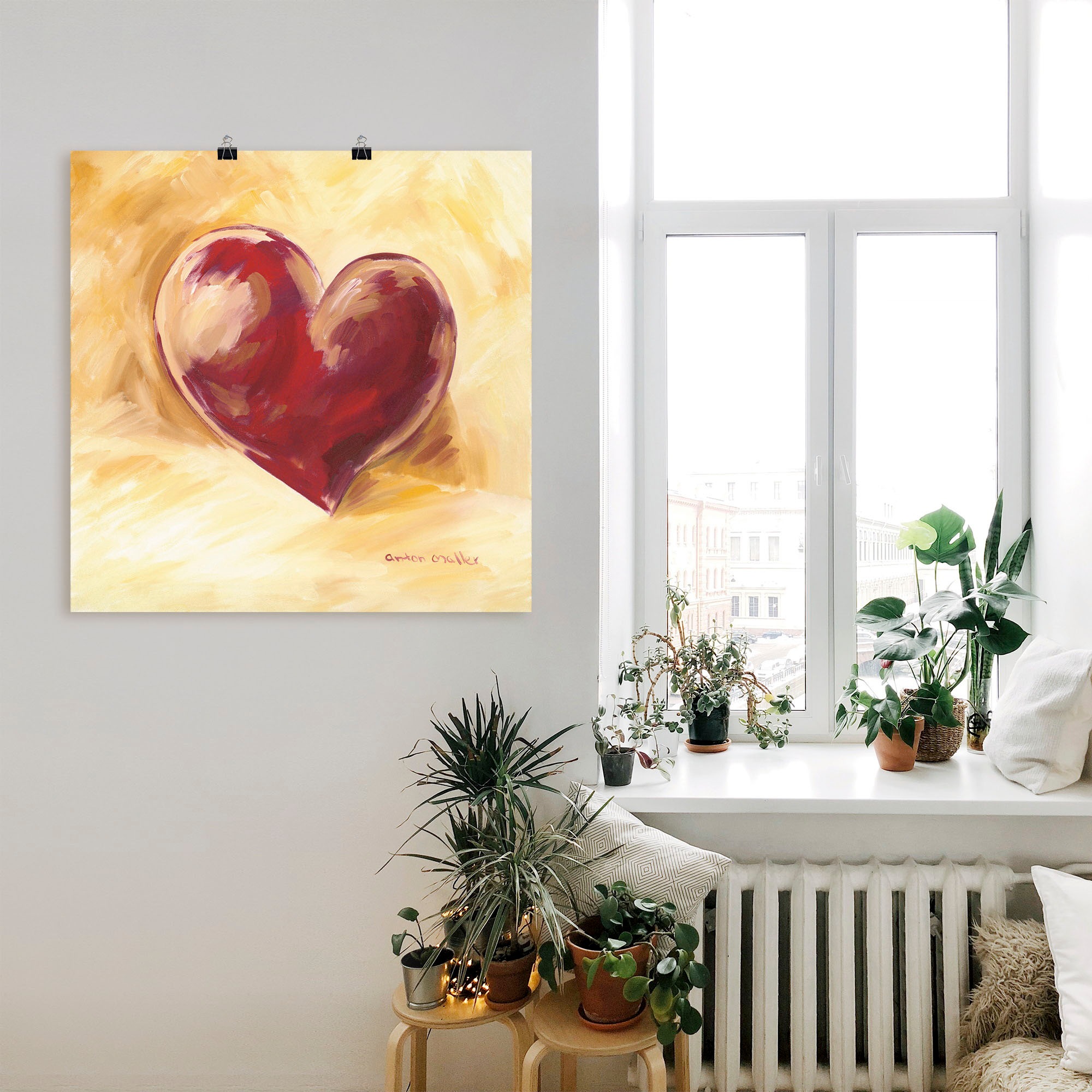 Artland Wandbild »Bordeauxrotes Herz«, Herzen, (1 St.), als Alubild, Outdoorbild, Poster, Wandaufkleber in verschied. Grössen