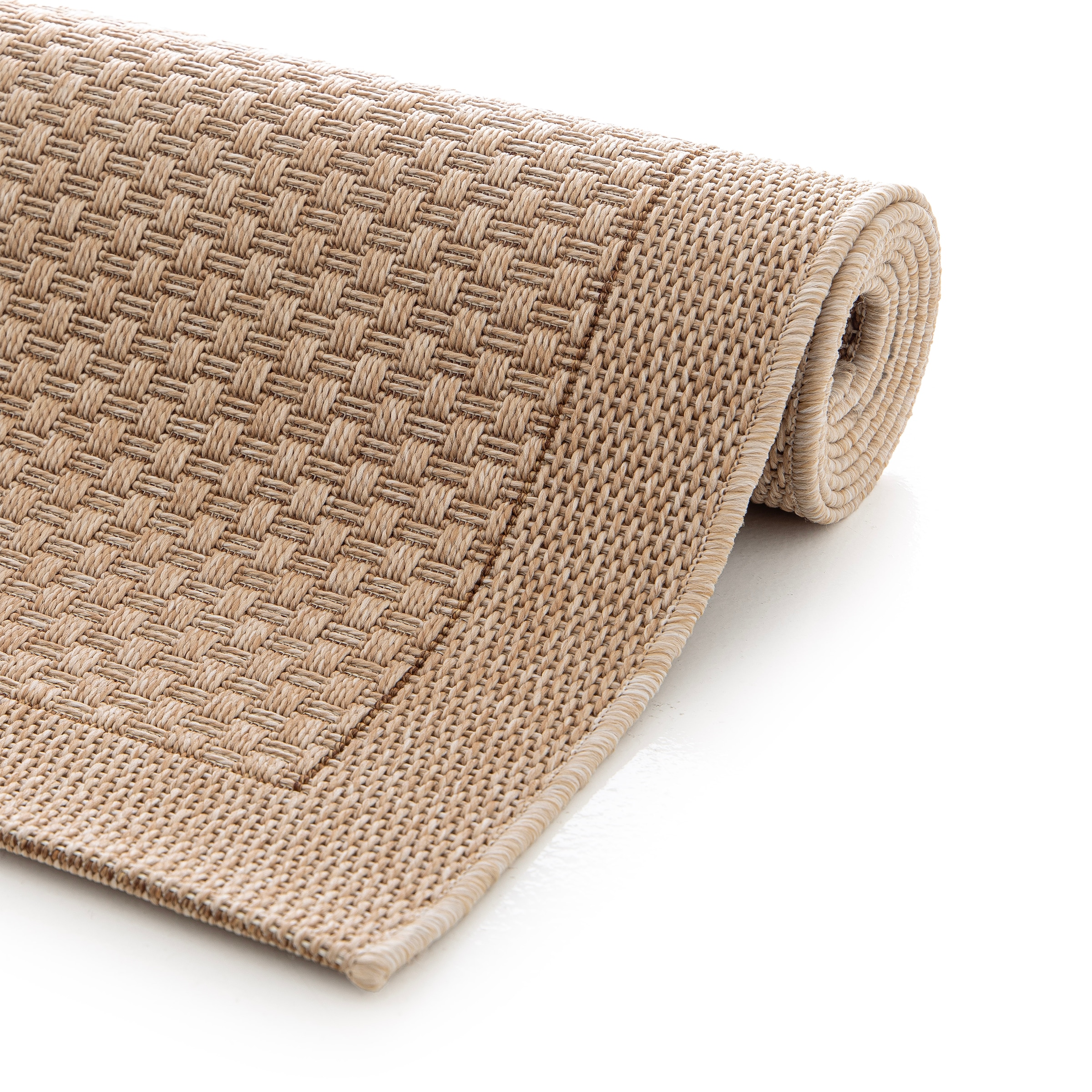 GOODproduct Teppich »Arona, Sisal-Optik mit Bordüre, auch für Balkon und Terrasse« rechteckig 7 mm Höhe In- und Outdoor geeignet, Wetterfest & UV-beständig