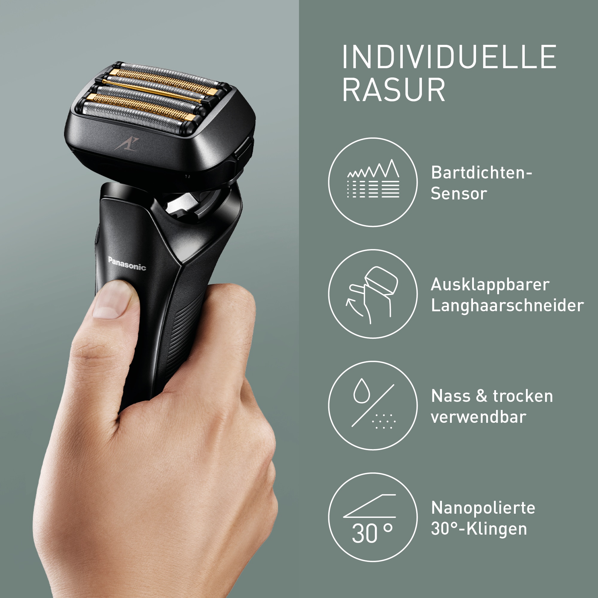 Panasonic Elektrorasierer »Series 900+ Premium Rasierer ES-LS6A-K803«, Langhaartrimmer