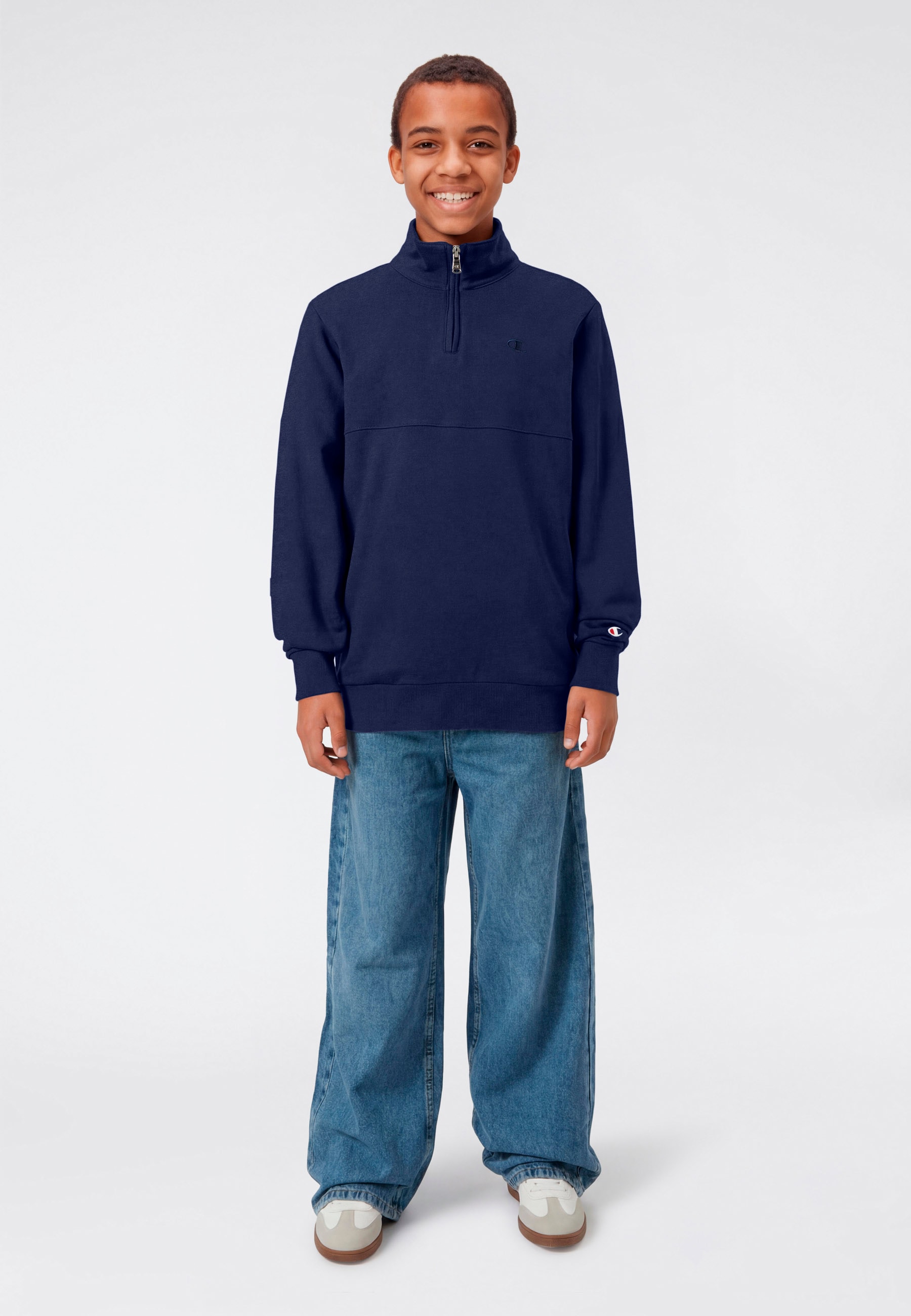 Champion Sweatshirt »ICONS Terry Half zip sweatshirt with small C logo«, für Kinder, sportlicher Stil, mit Reissverschluss
