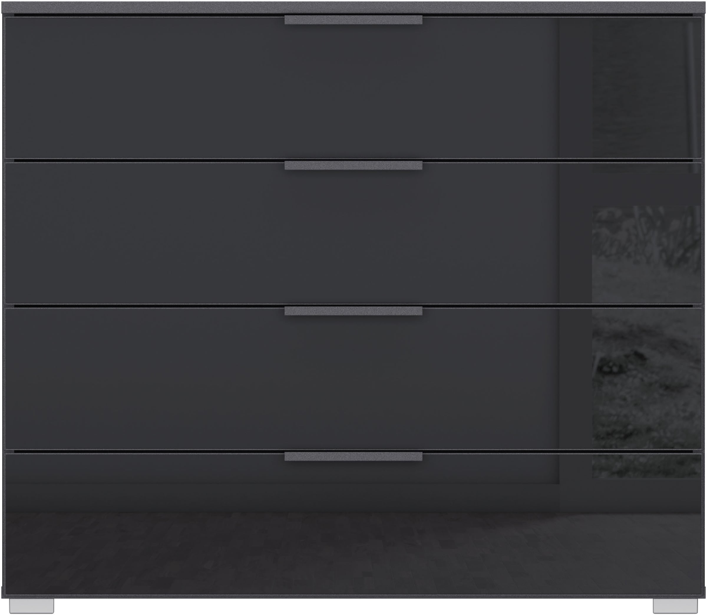 GOODproduct Schubkastenkommode »Kommode Sideboard Schubladenkommode Schlafzimmerkommode KOLUNA« Breite 80 cm mit hochwertiger Glasfront,  vier grosse und geräumige Schubladen mit viel Stauraum MADE IN GERMANY